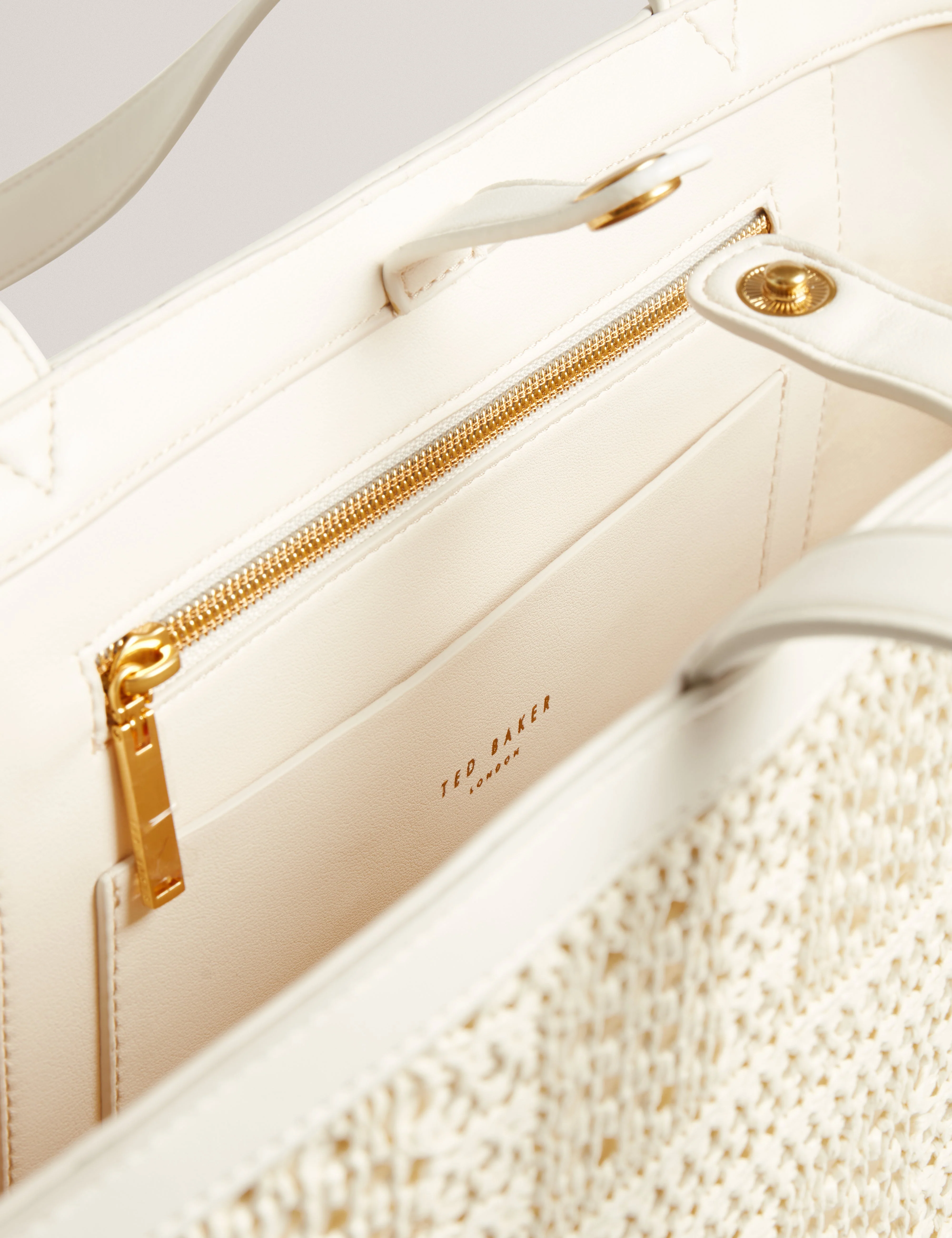 Pammina Raffia Straw Bucket Tote Ivory - Image 4