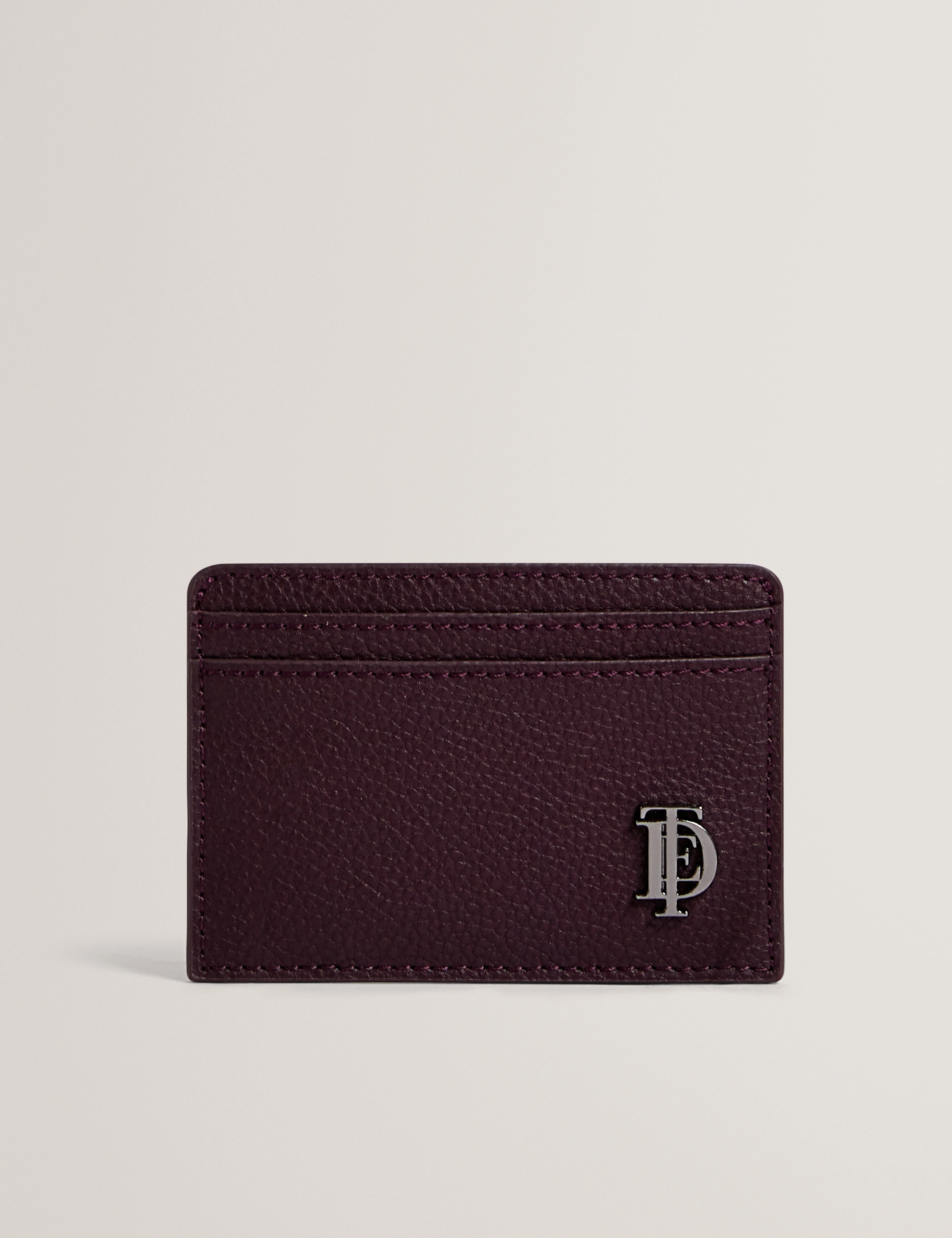 Parrin Pebbled Leather Cardholder Oxblood