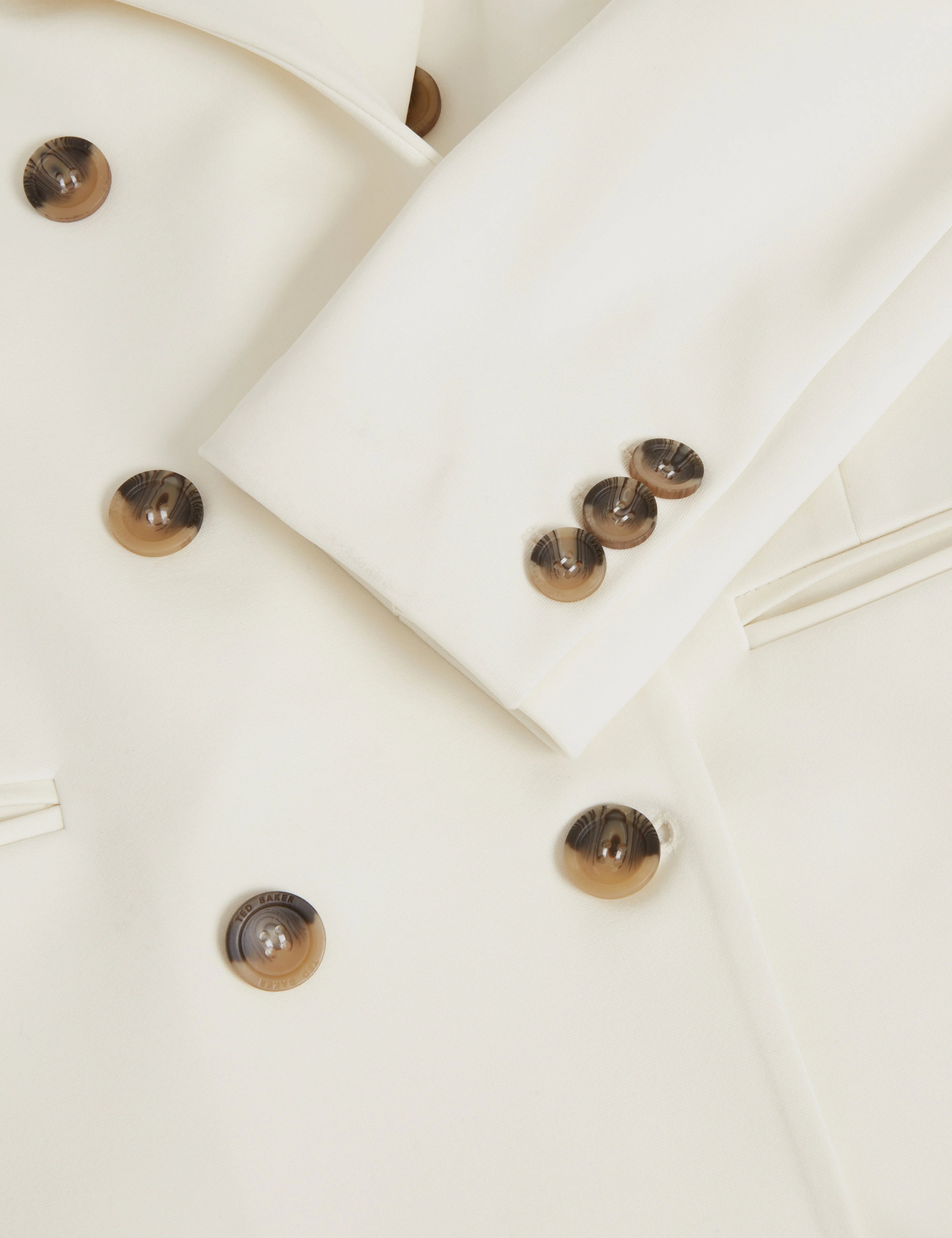 Pawlyn Tailored Ponte Double Breasted Blazer Ivory - Image 3