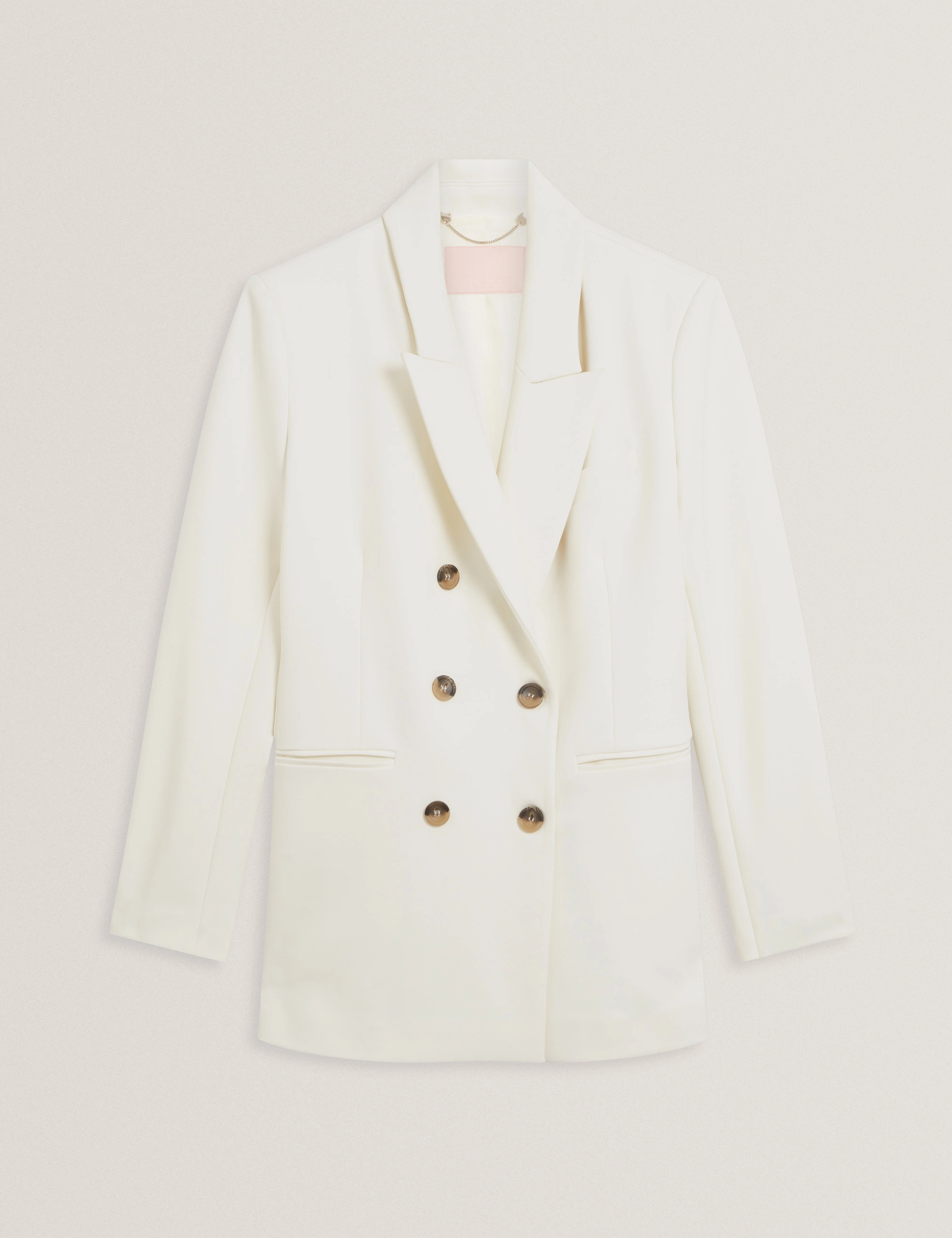 Pawlyn Tailored Ponte Double Breasted Blazer Ivory - Image 7