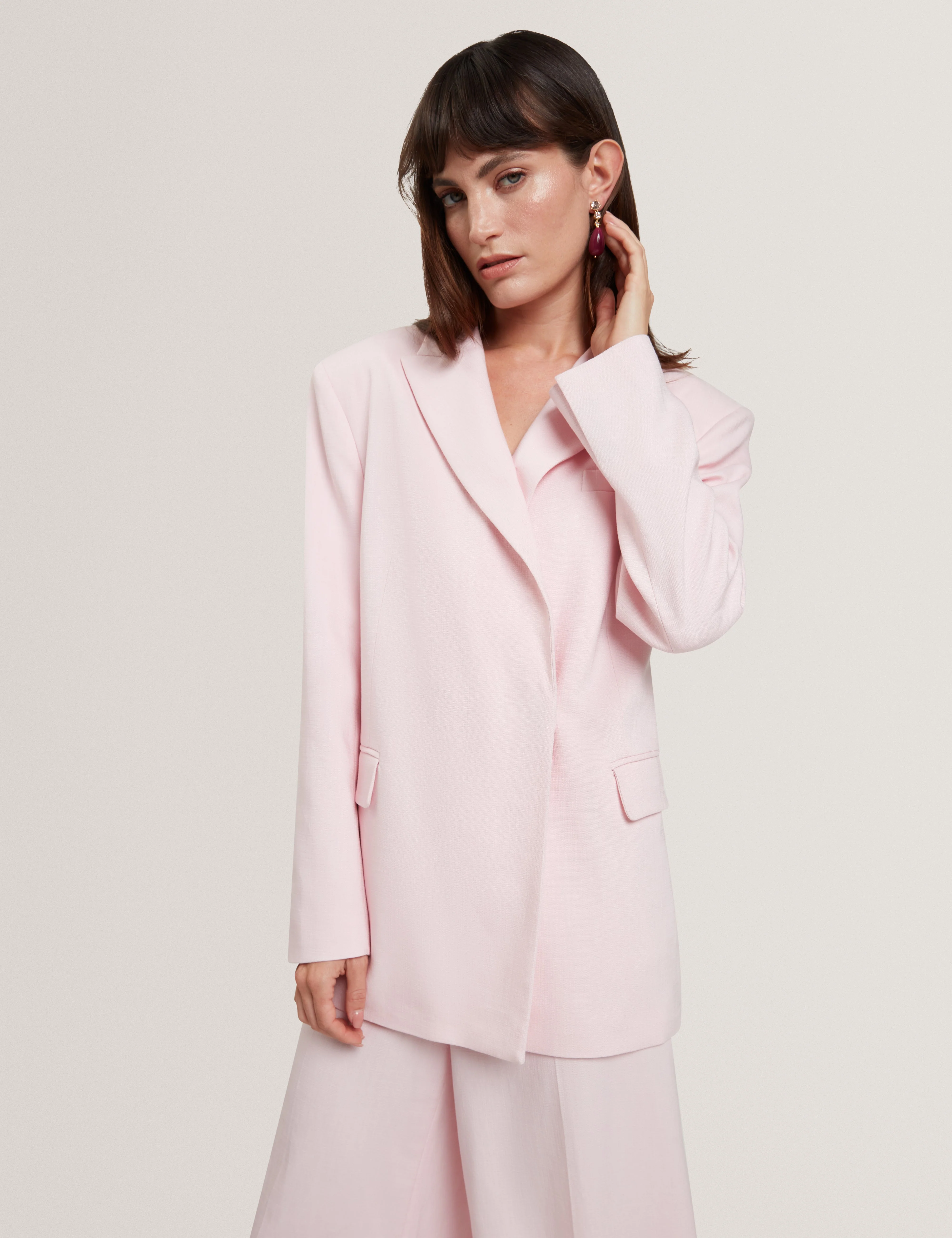 Peyaan Relaxed Longline Blazer Lt-Pink