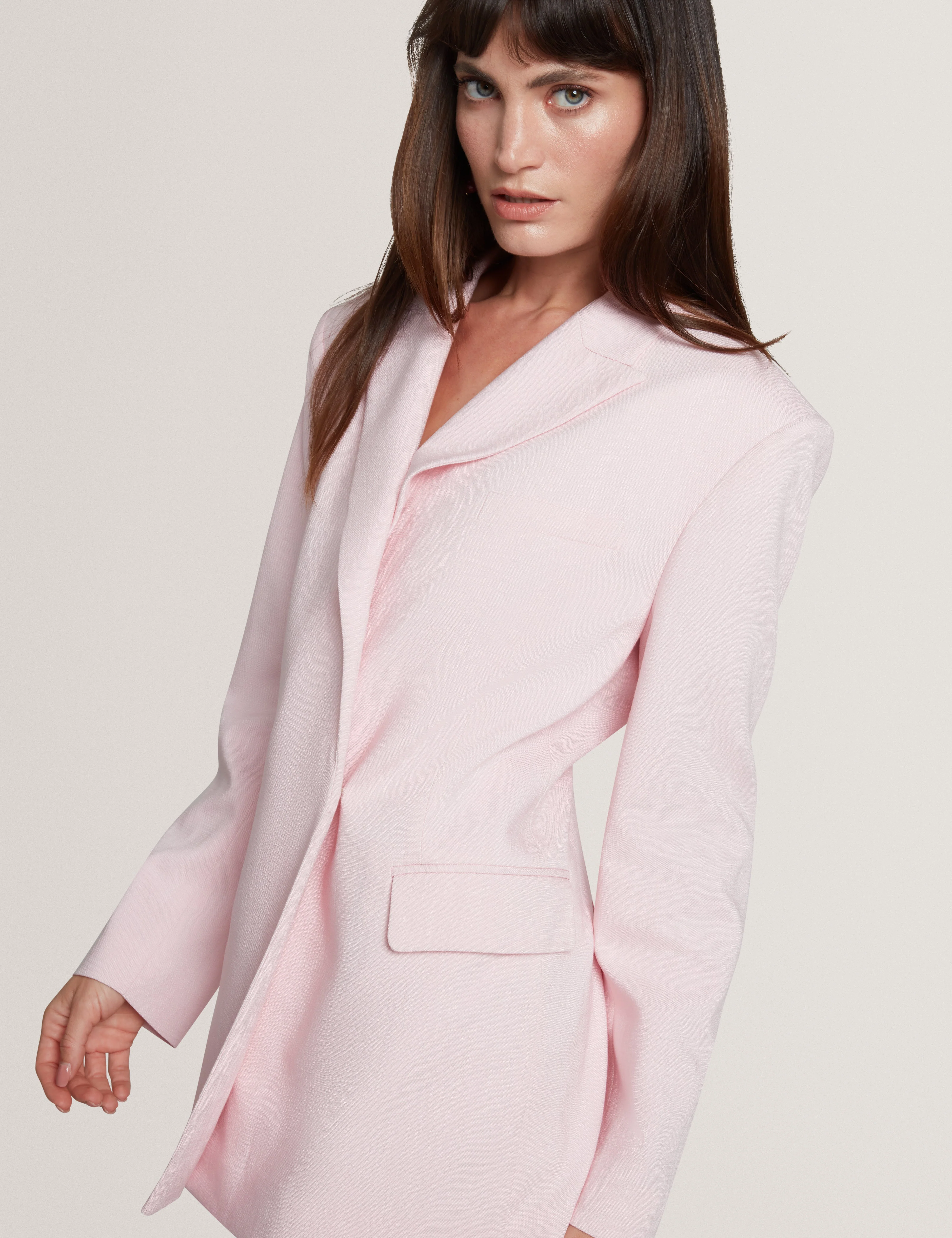Peyaan Relaxed Longline Blazer Lt-Pink - Image 6