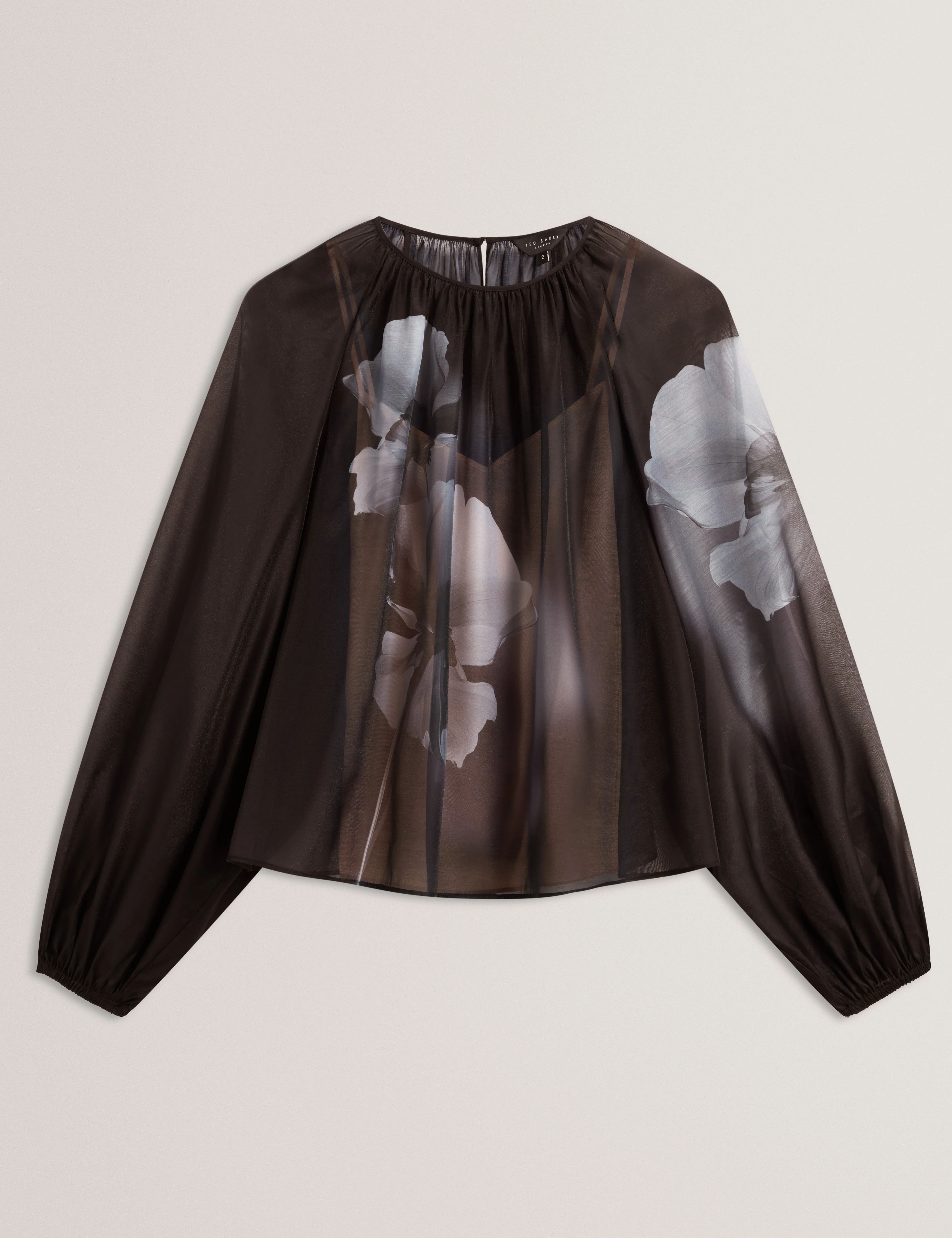 Plaaza Puff Sleeve Blouse With Organza Overlay Black - Image 7