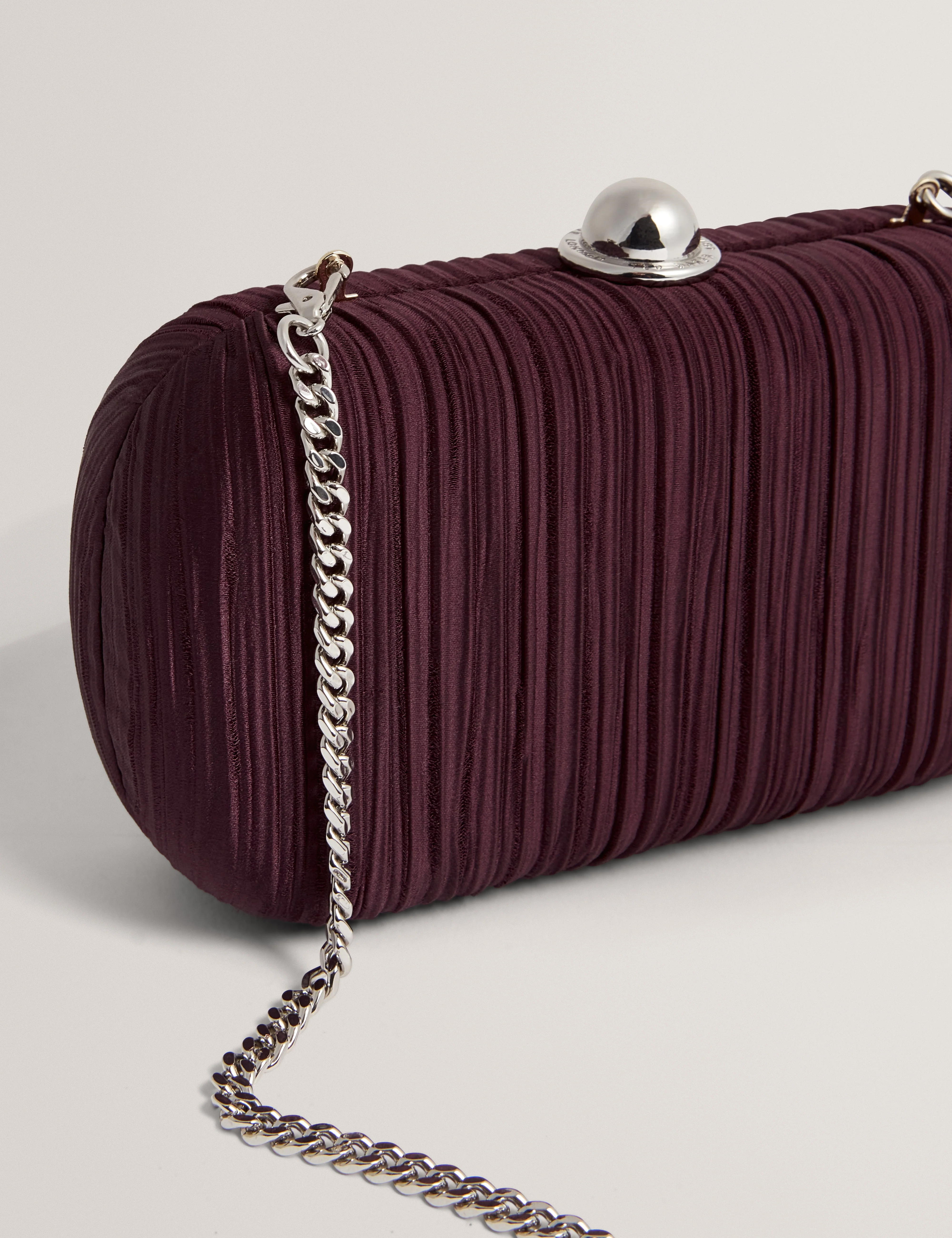 Plisse Pleated Satin Hard Clutch Bag Dp-Purple - Image 2