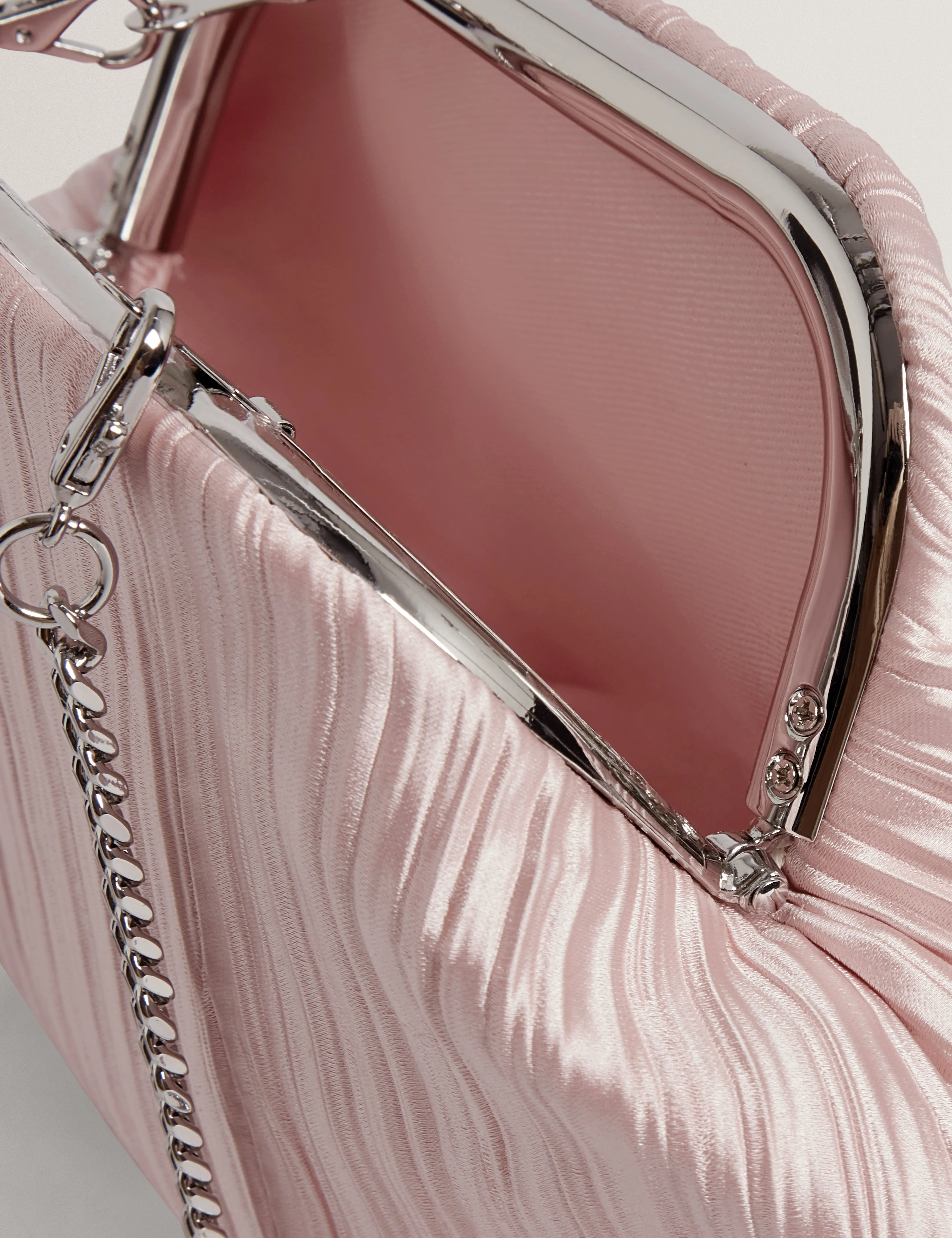 Plisset Soft Satin Pleated Clutch Bag Pink - Image 3