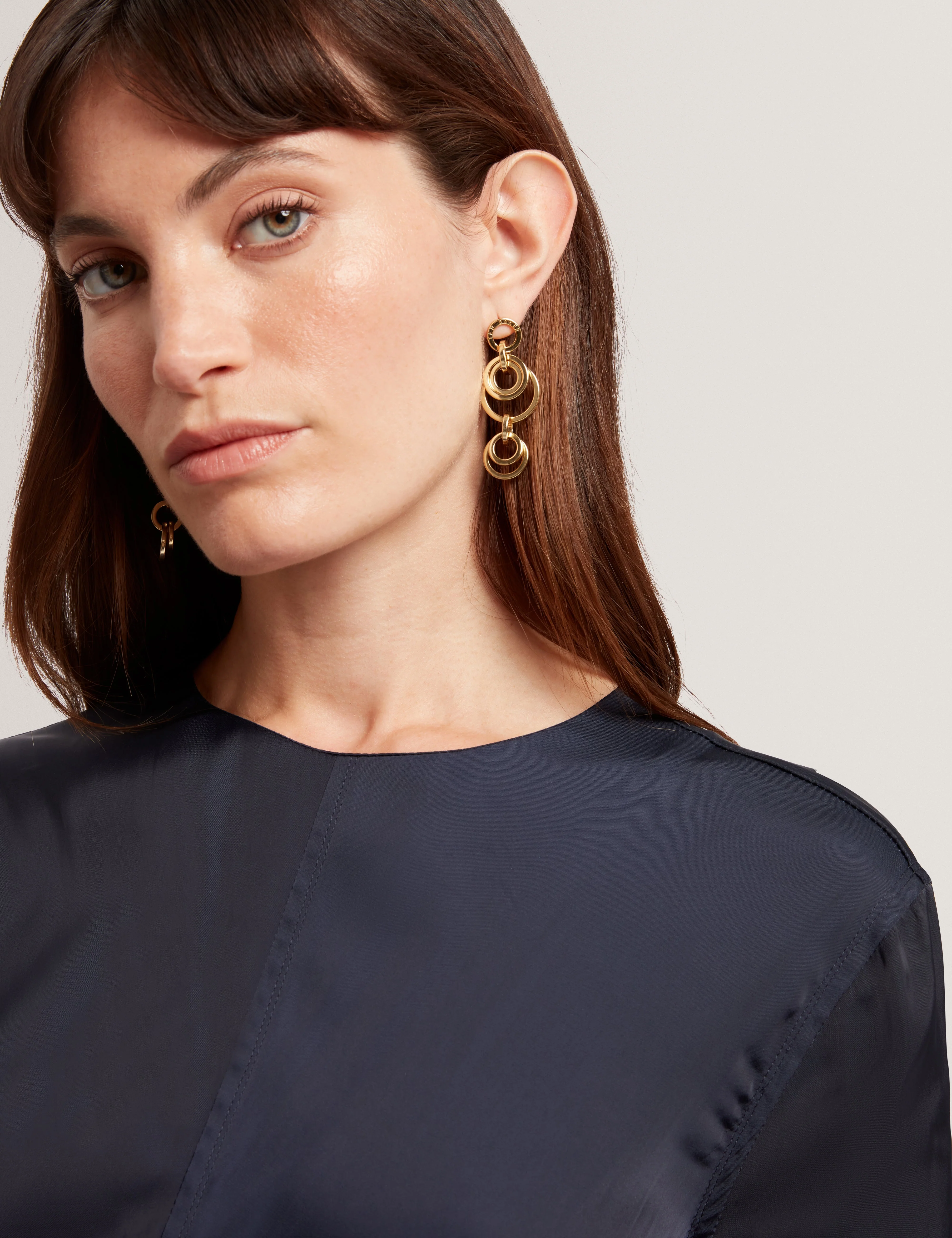 Plumma Short Sleeve Gathered Waist Midi Dress Navy - Image 4