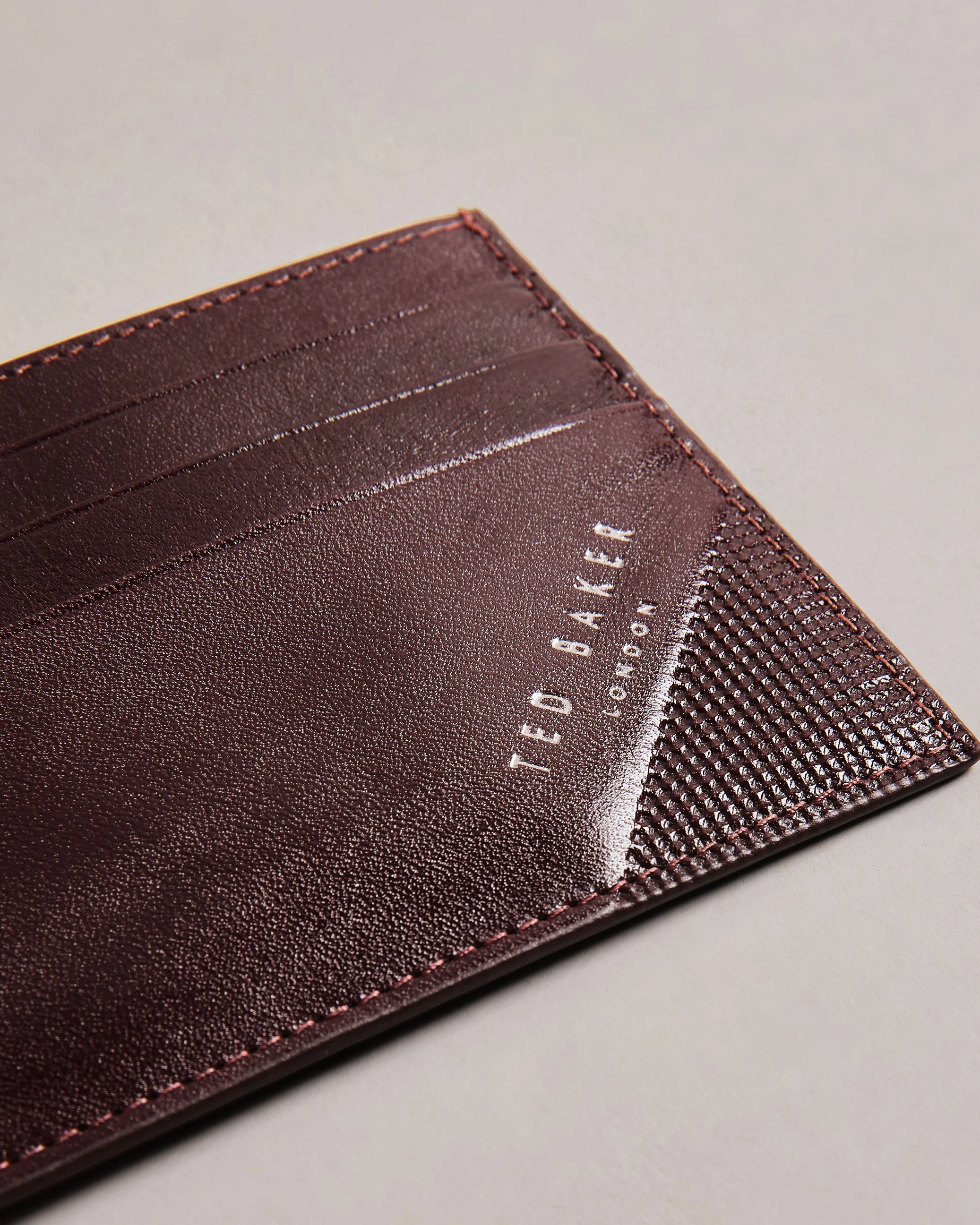 Raffles Embossed Corner Leather Card Brown - Image 3