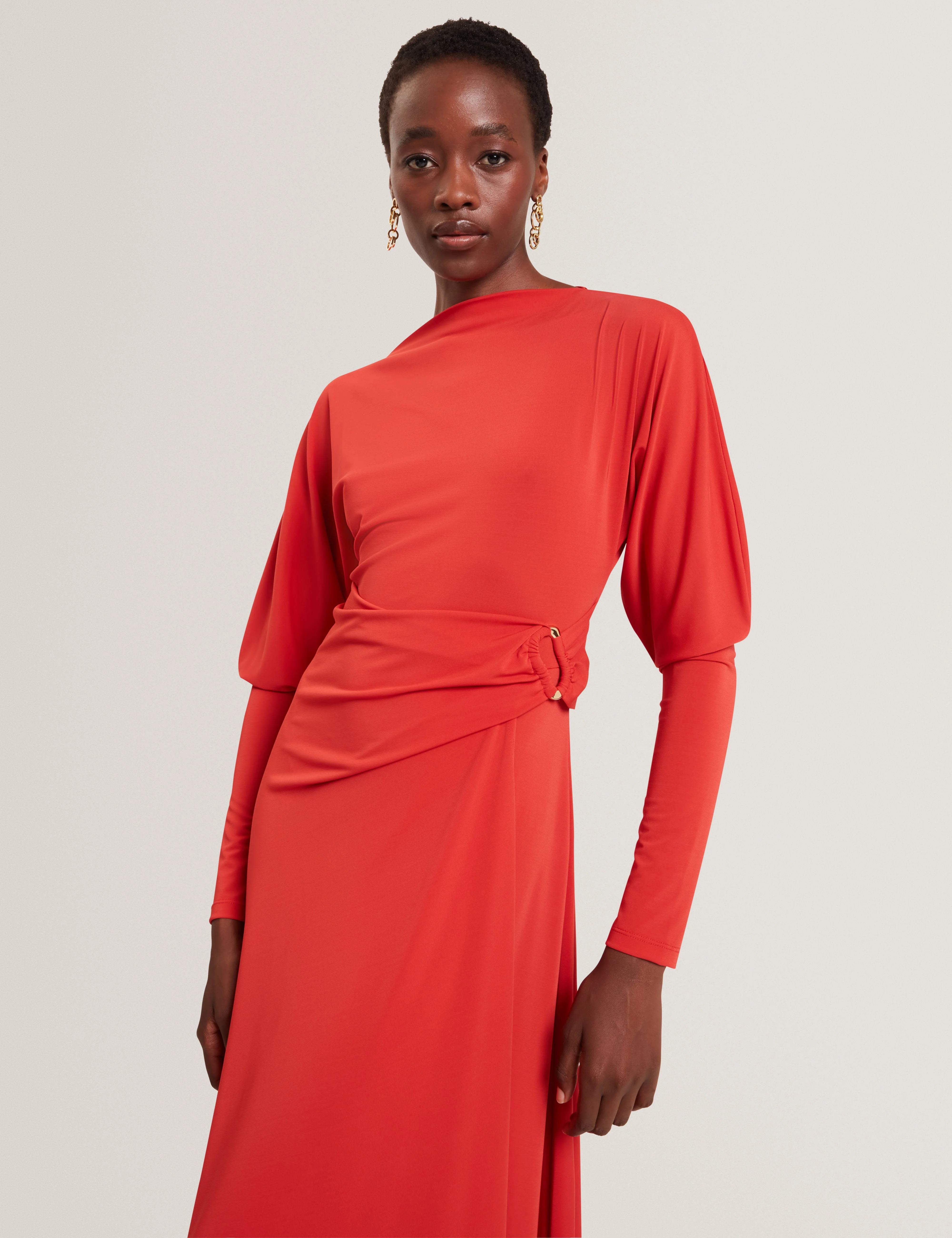 Ralhaa Wrap Jersey Midi Dress Bur-Orange - Image 2