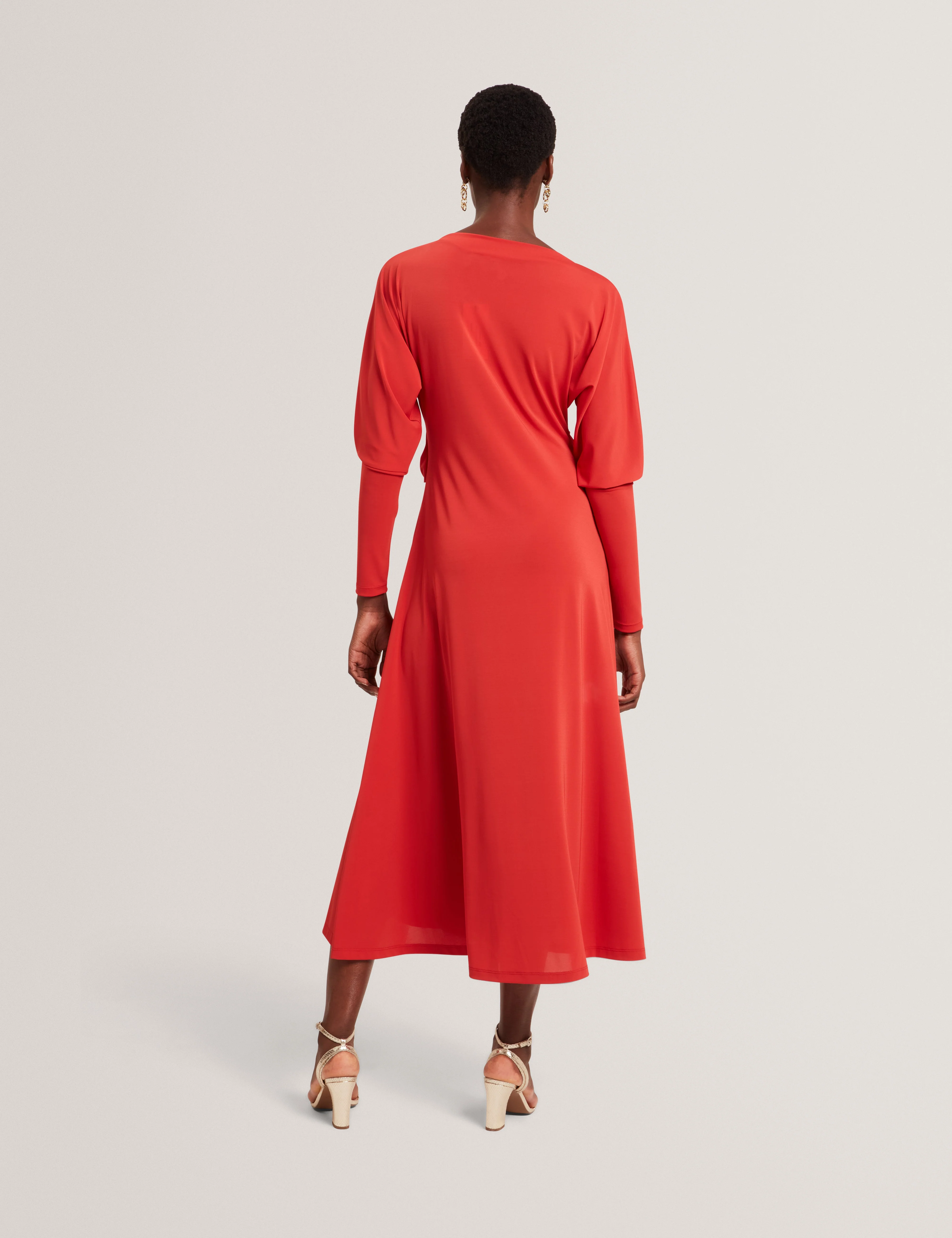Ralhaa Wrap Jersey Midi Dress Bur-Orange - Image 5