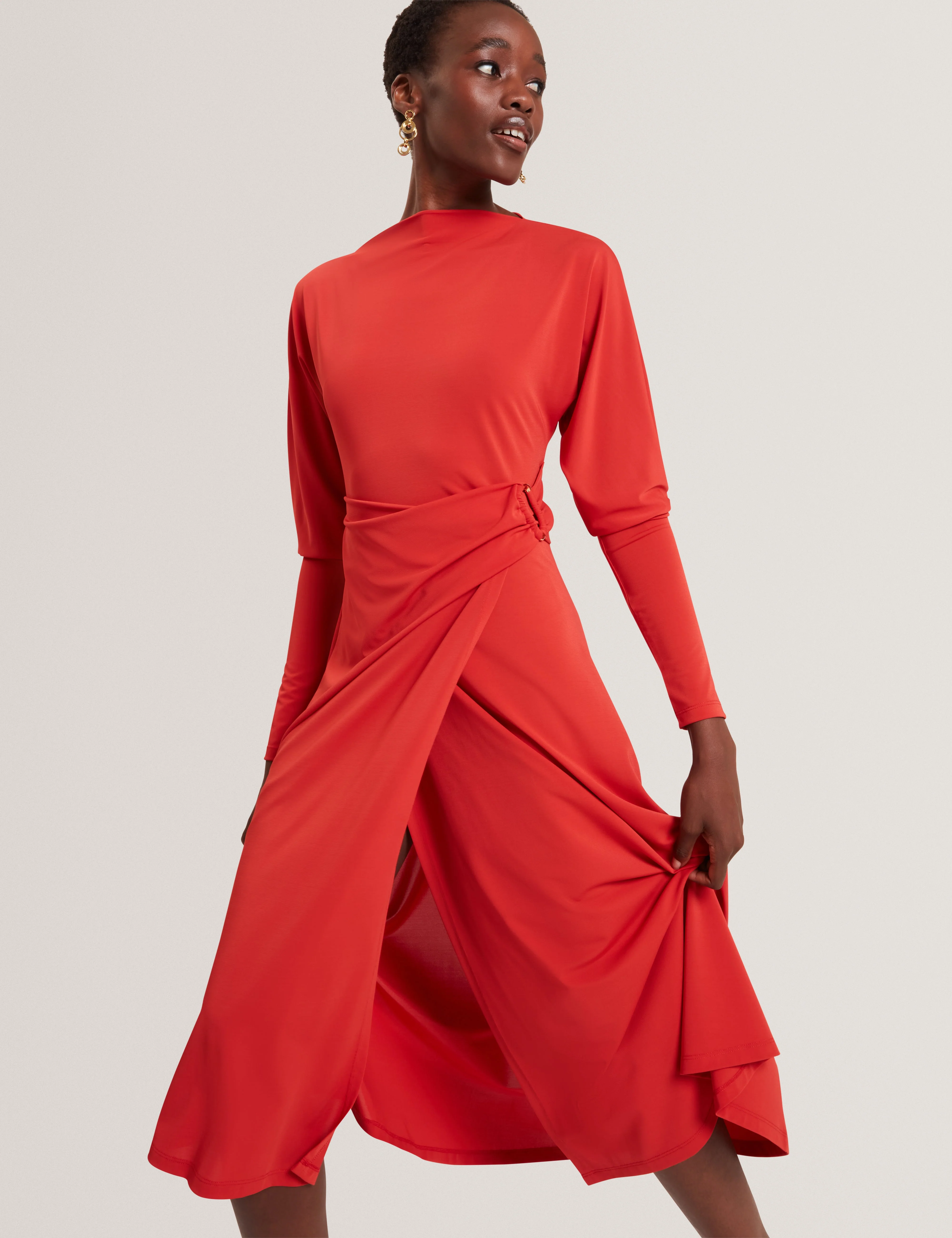 Ralhaa Wrap Jersey Midi Dress Bur-Orange - Image 6