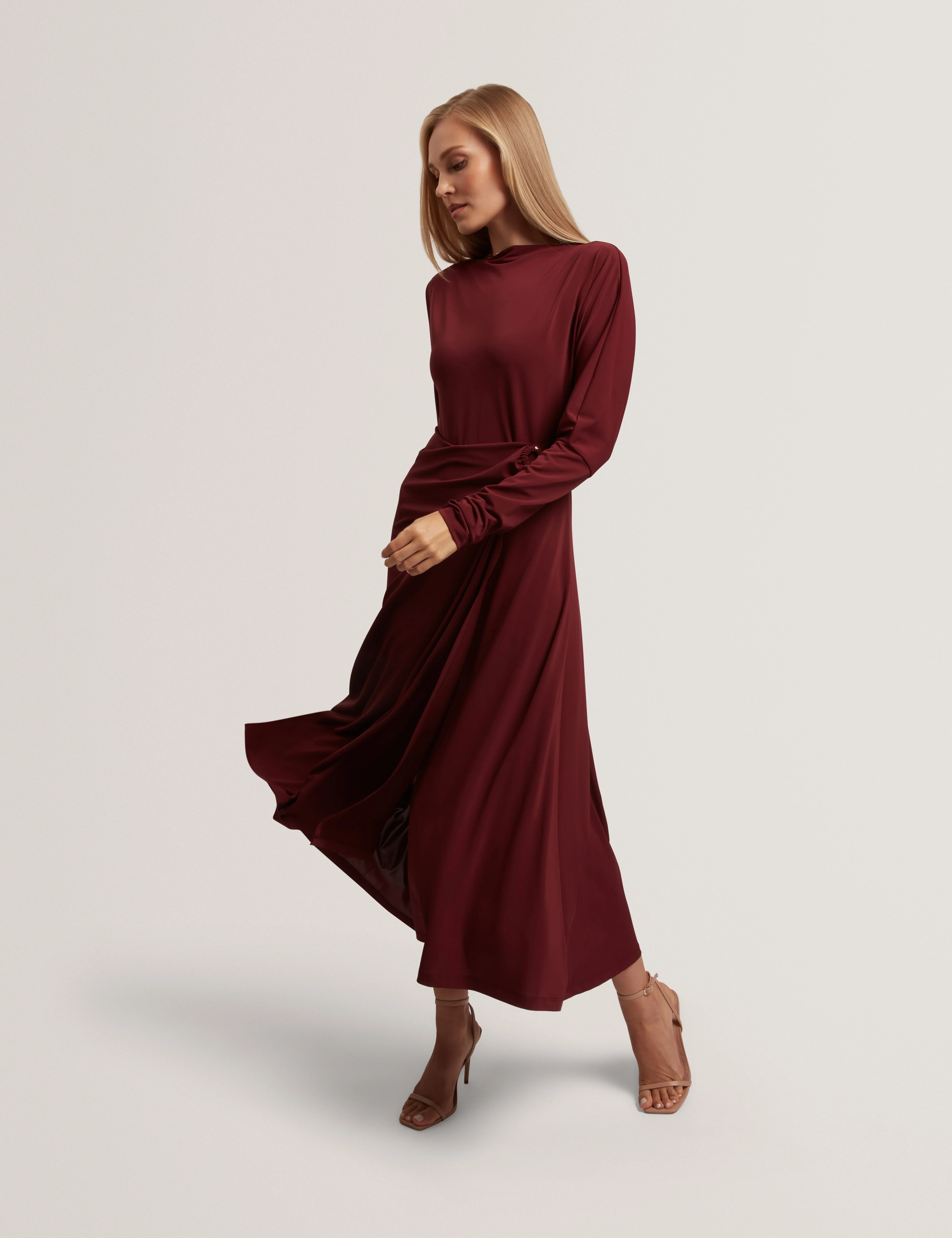Ralhaa Wrap Jersey Midi Dress Oxblood - Image 6