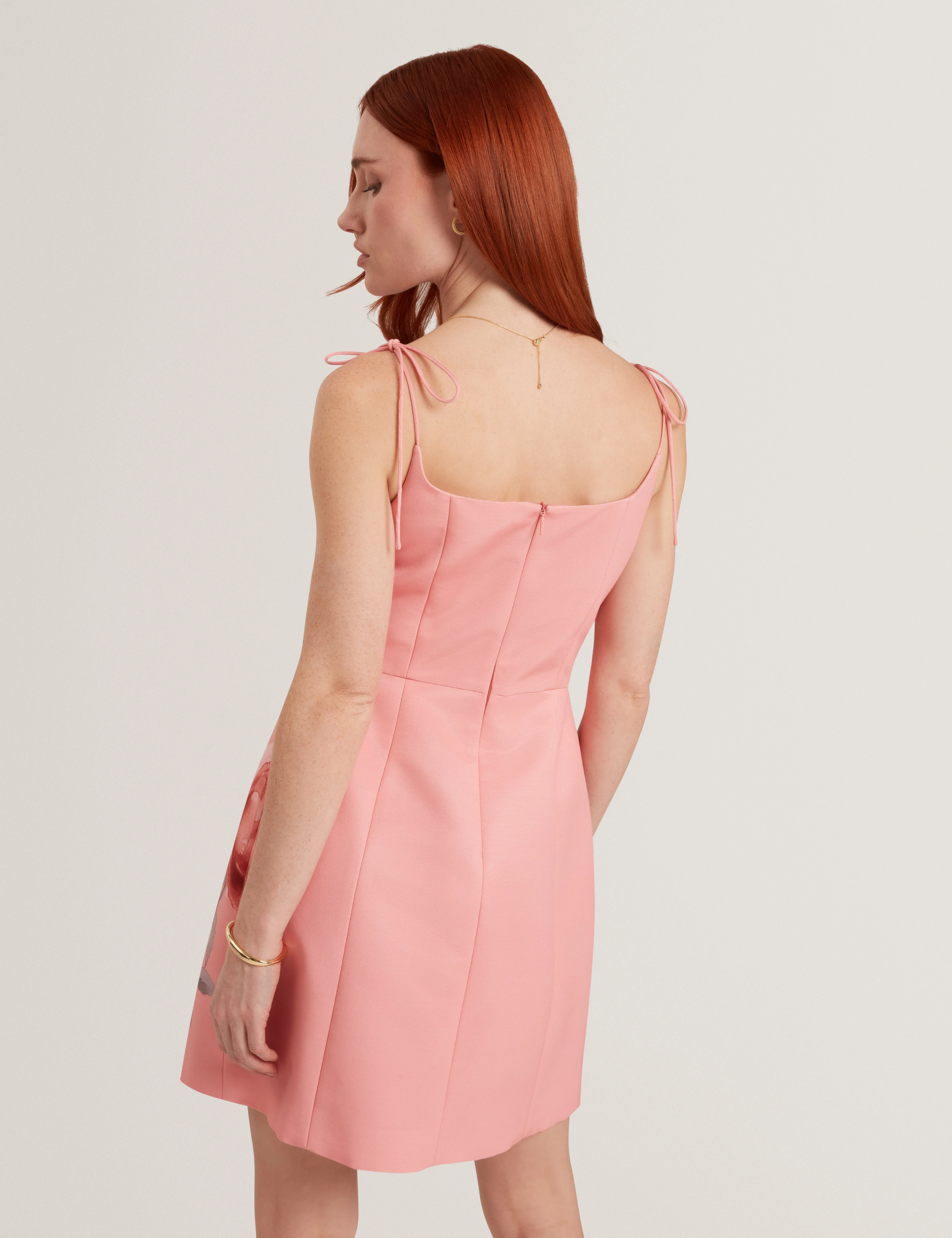 Rasbee Printed Ottoman Mini Dress Coral - Image 5