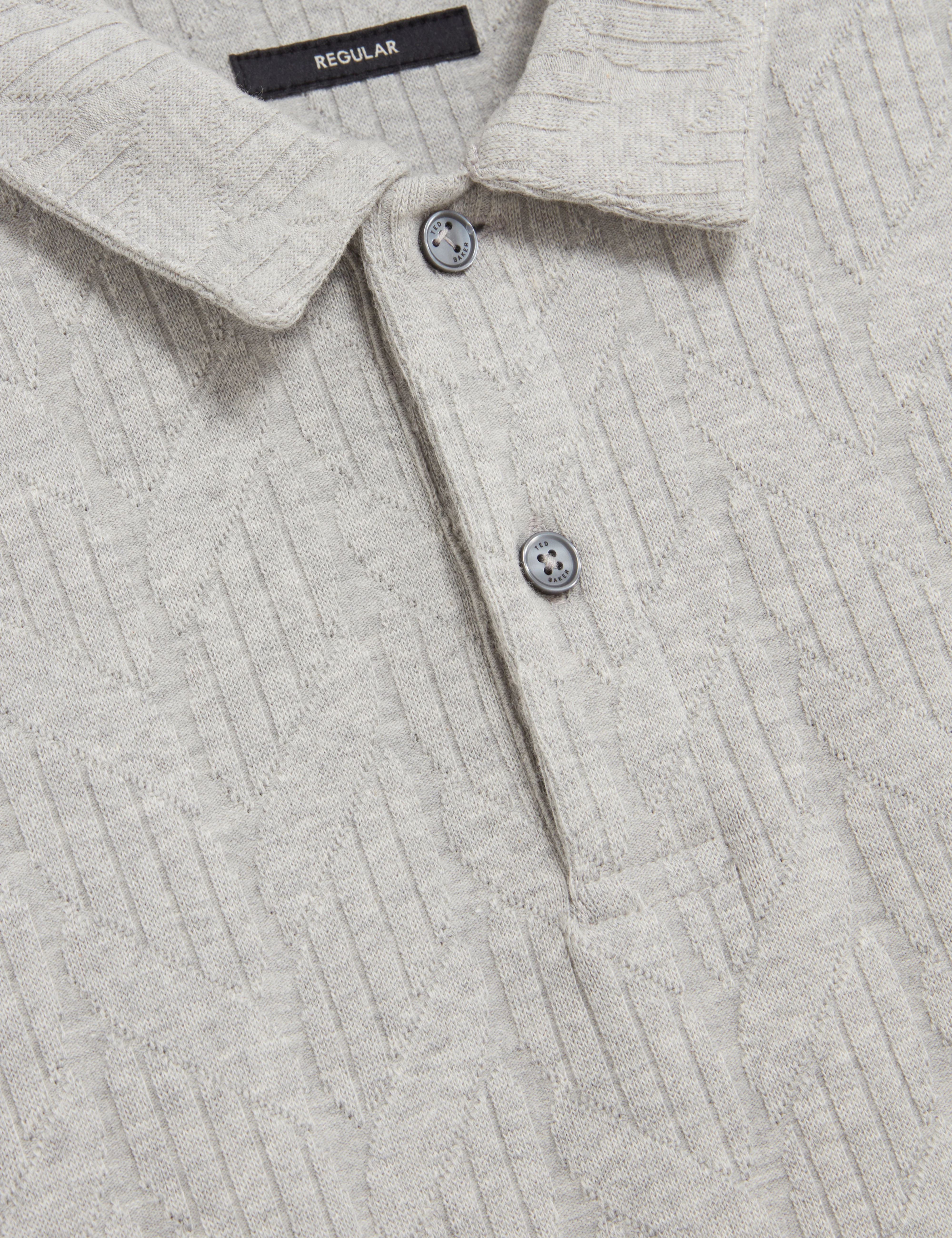 Rembran Short Sleeve Cable Stitch T Polo Lt-Grey - Image 3
