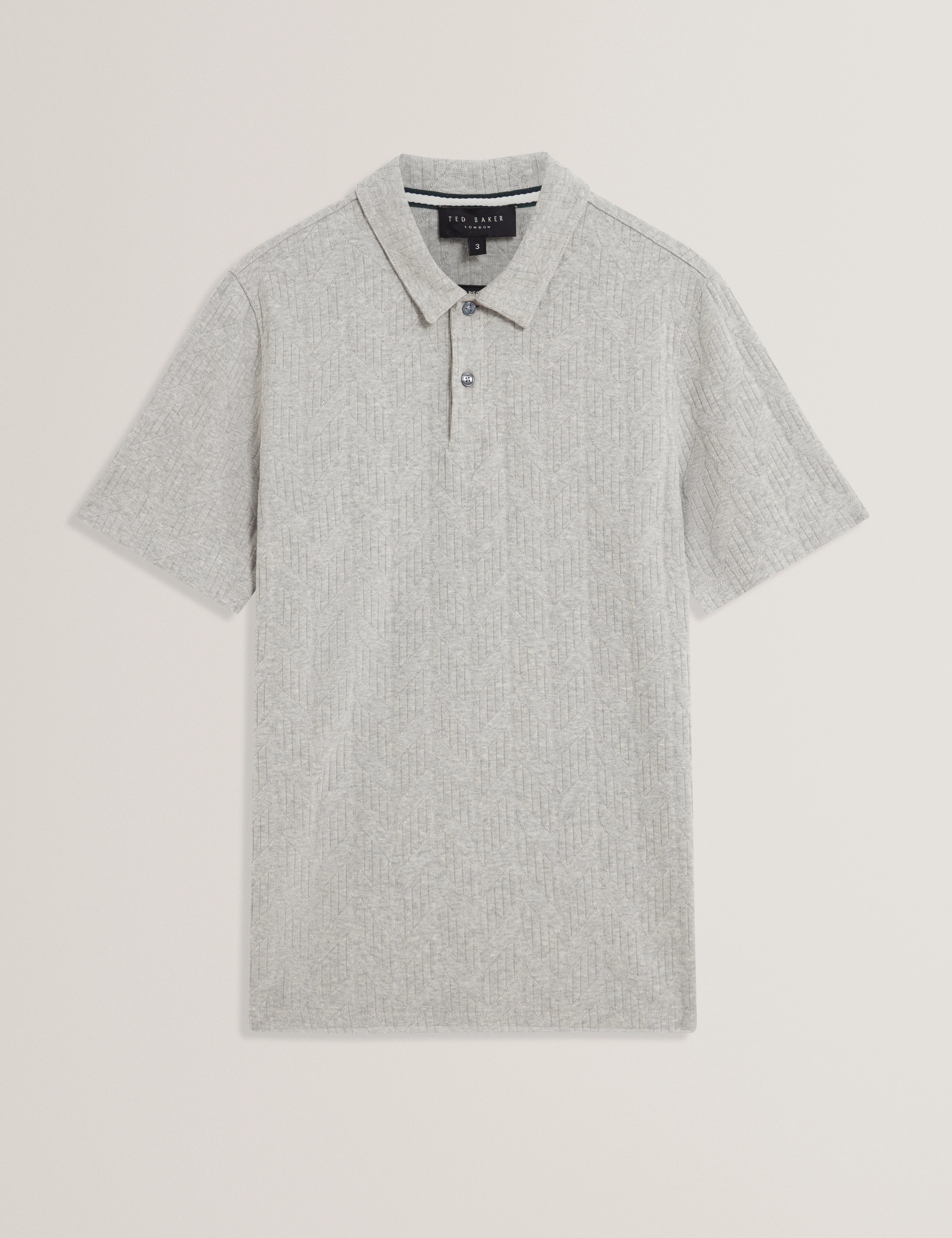 Rembran Short Sleeve Cable Stitch T Polo Lt-Grey - Image 7