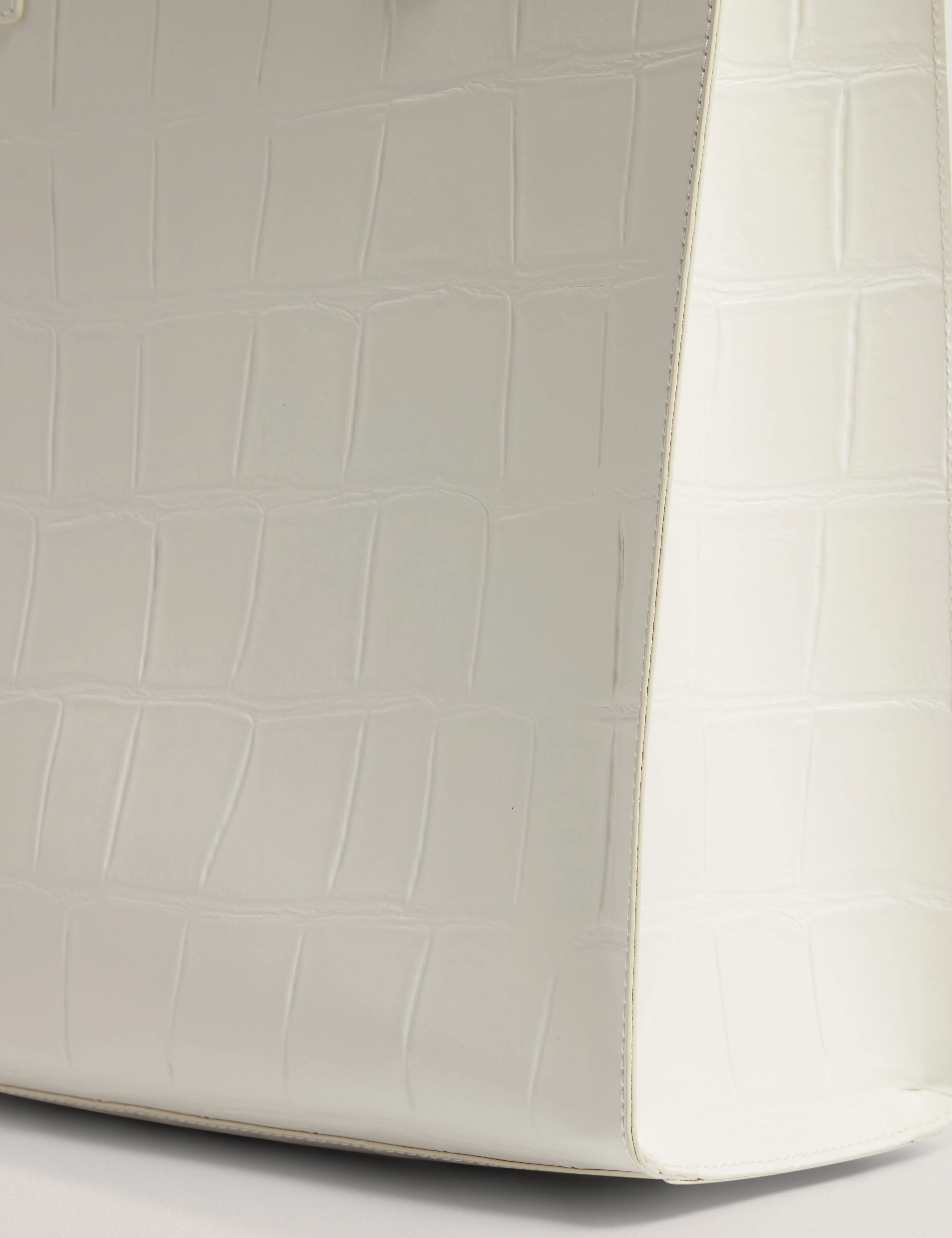 Reptcon Croc Effect Small Icon Bag Ivory - Image 5