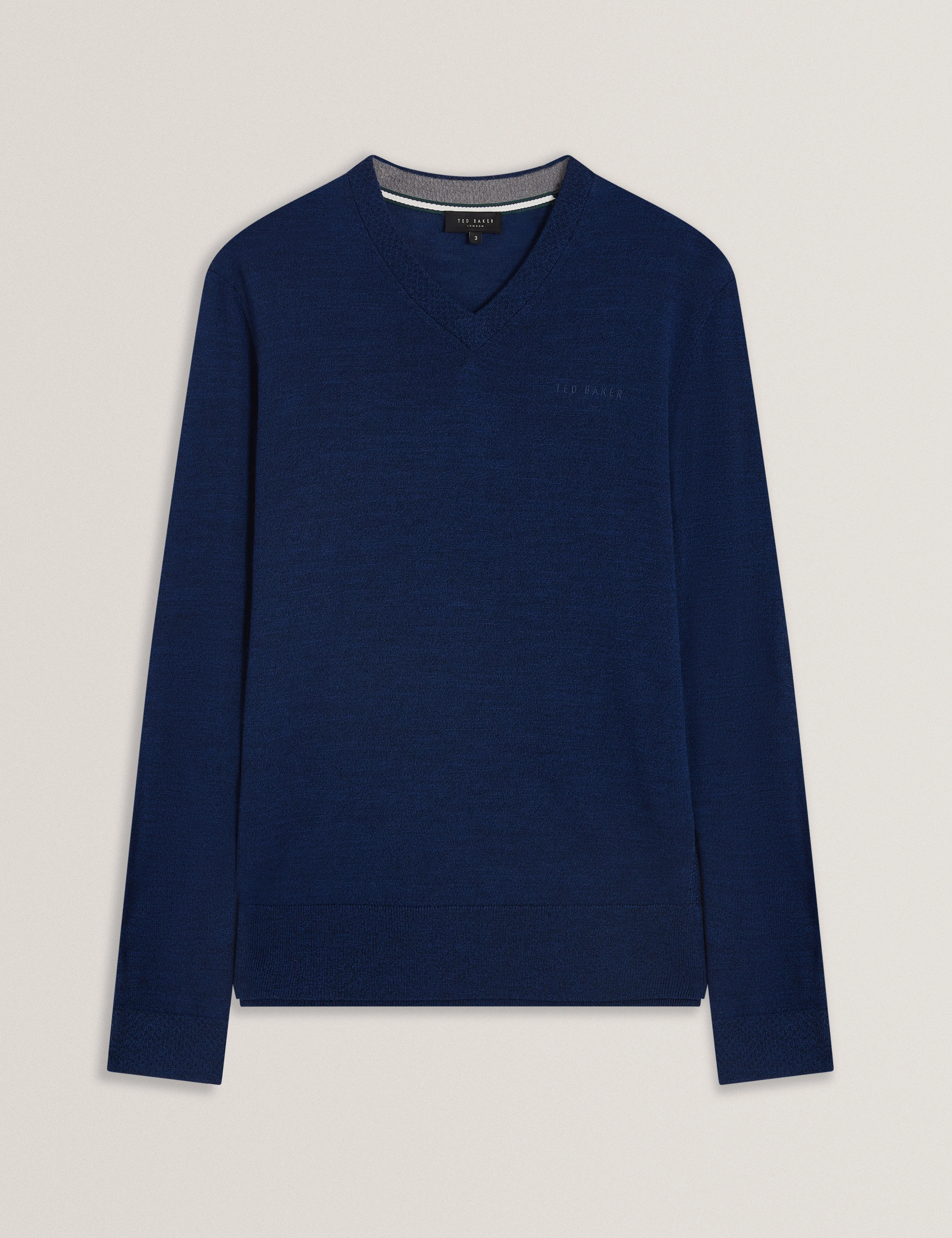 Resye Branded Merino V-Neck Jumper Navy - Image 7
