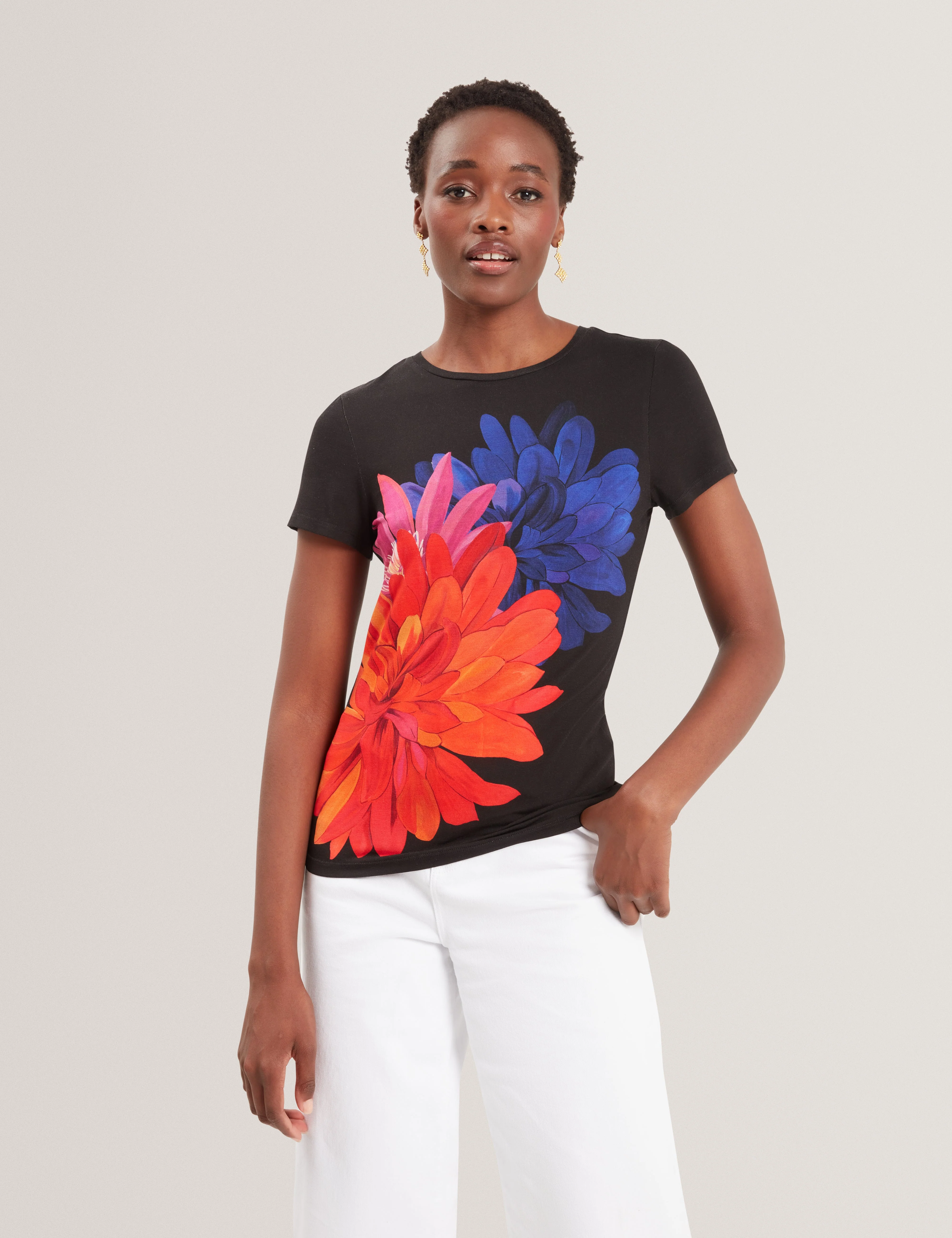 Riccia Printed Fitted Tee Black