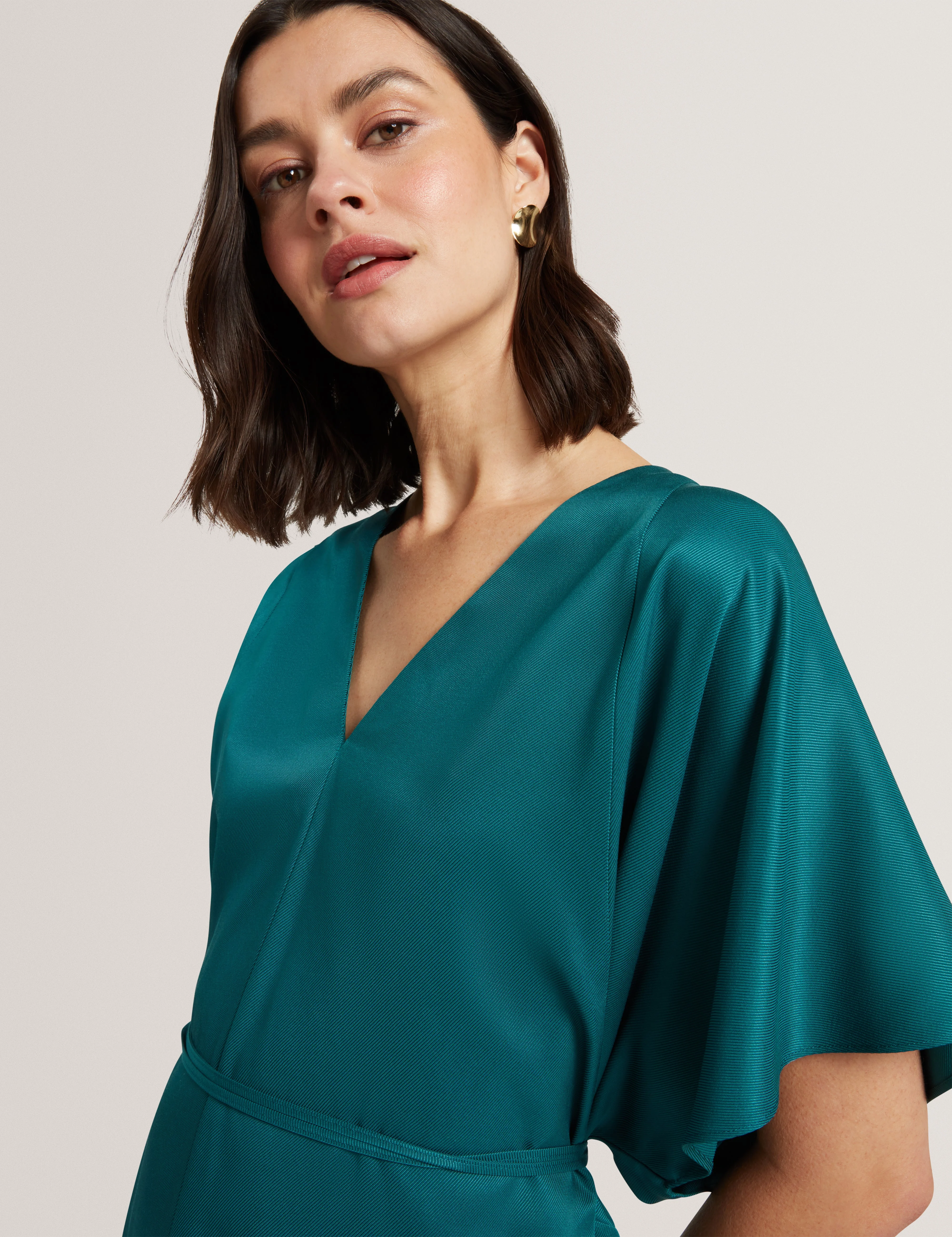 Riiza Tie Detail Short Sleeve Shirt Teal-Blue - Image 3