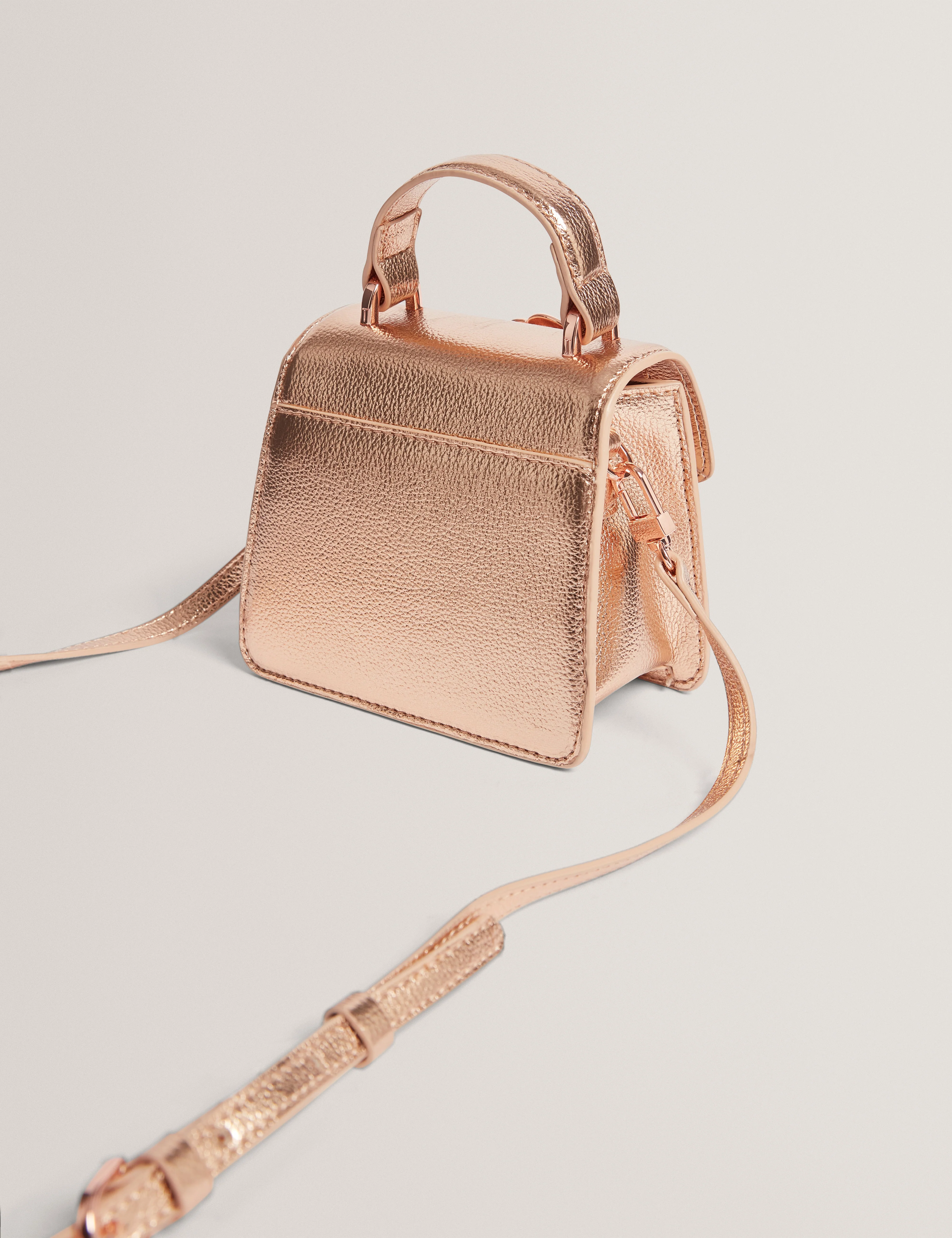 Rosami Rose Detail Mini Metallic Top Handle Bag Rosegd - Image 4