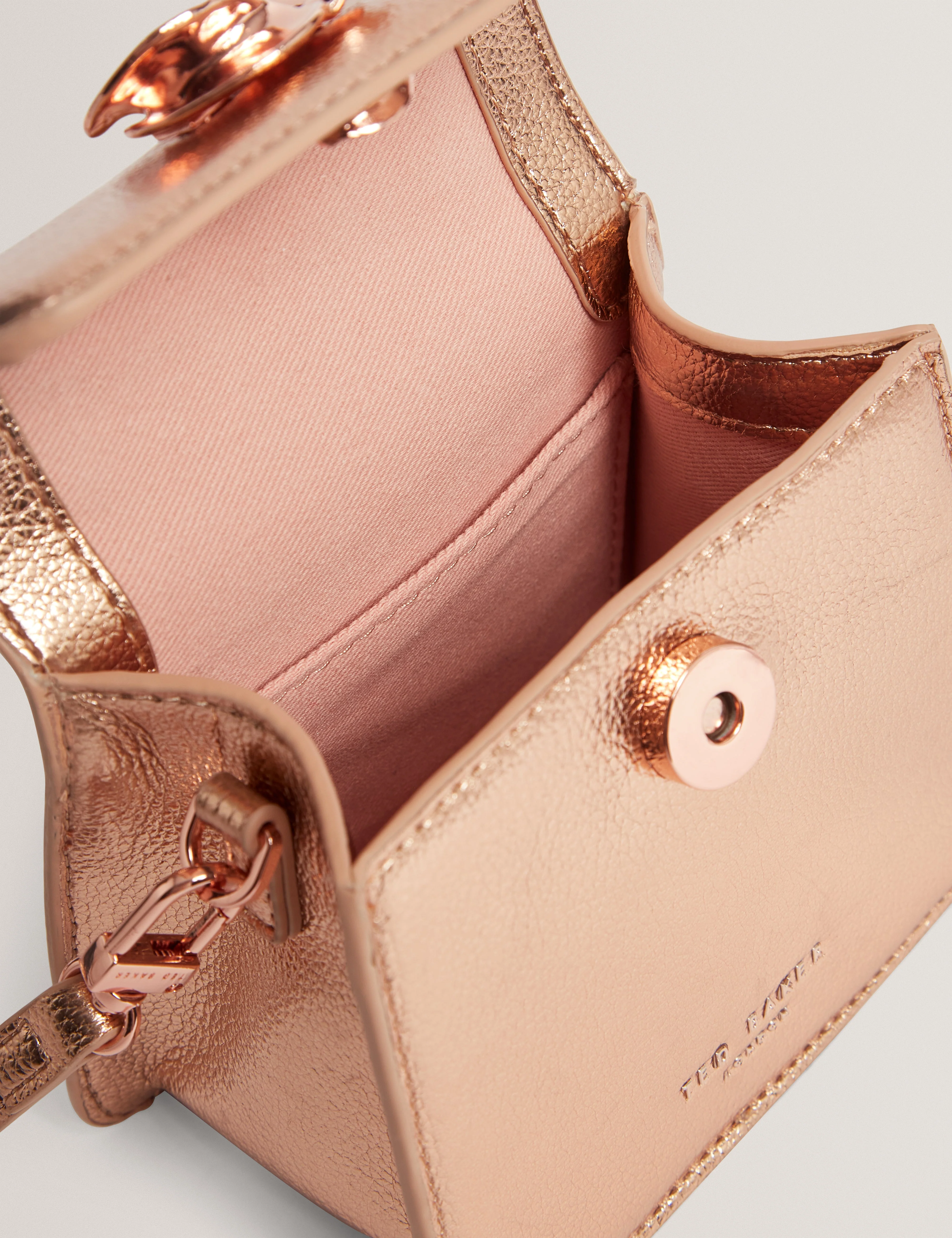 Rosami Rose Detail Mini Metallic Top Handle Bag Rosegd - Image 5