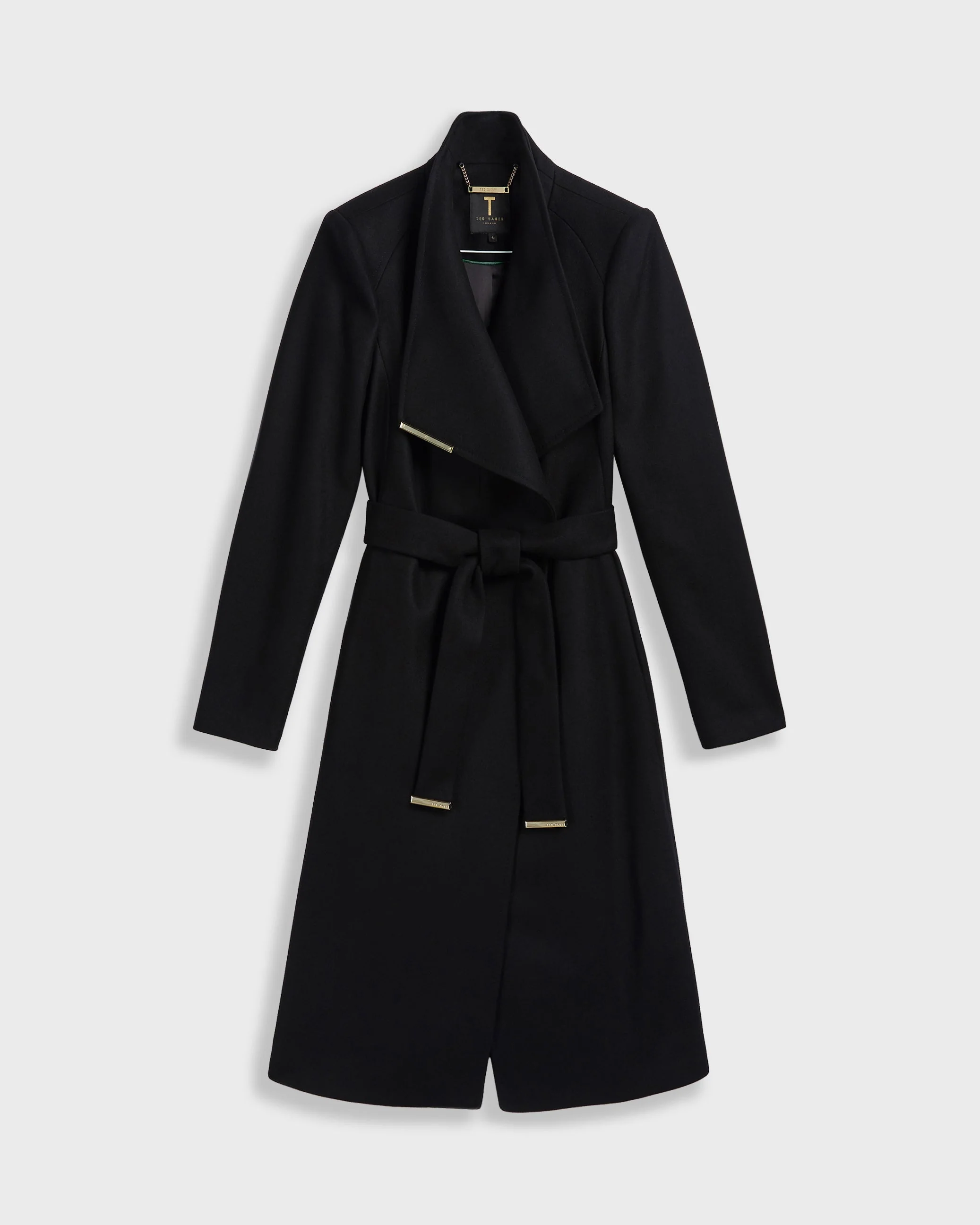 Rose Wool Wrap Coat Black - Image 7