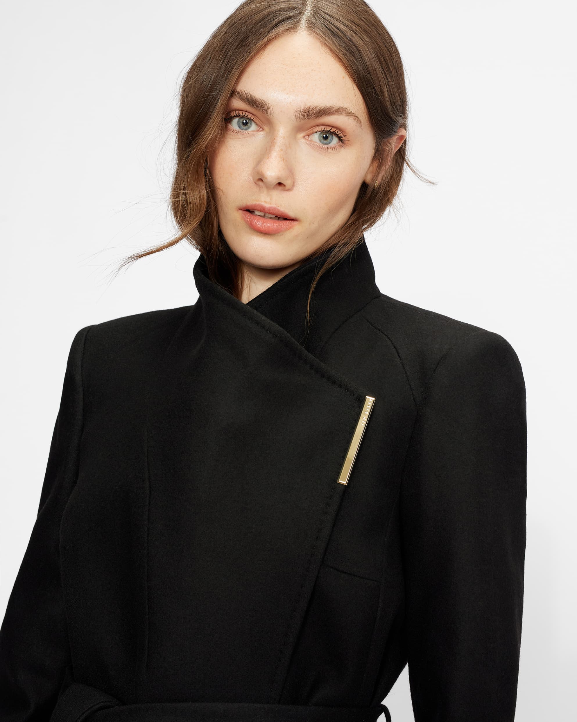 Rosess Wool Wrap Short Coat Black - Image 3