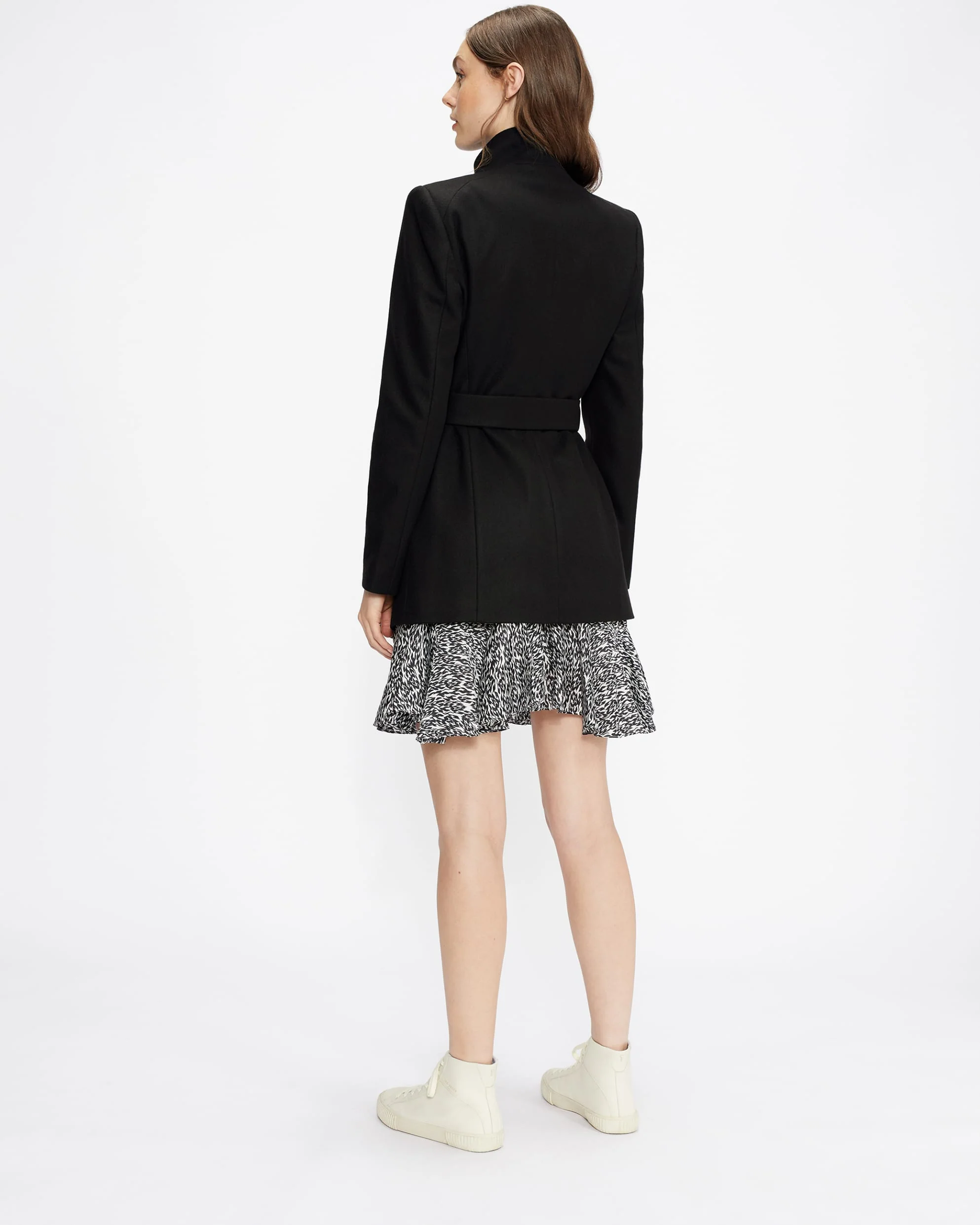 Rosess Wool Wrap Short Coat Black - Image 4