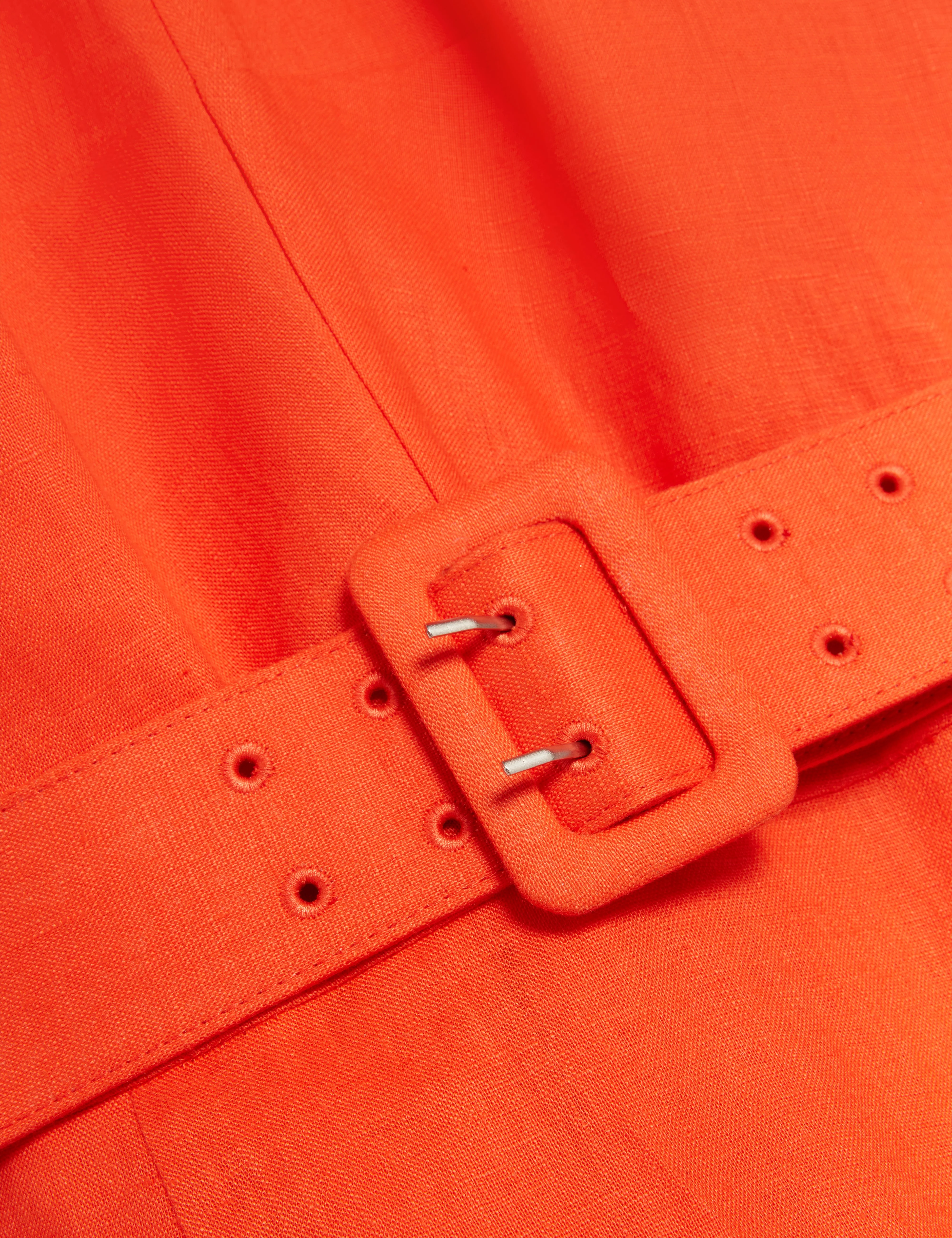 Rumbee Belted Puff Sleeve Midi Dress Orange - Image 6