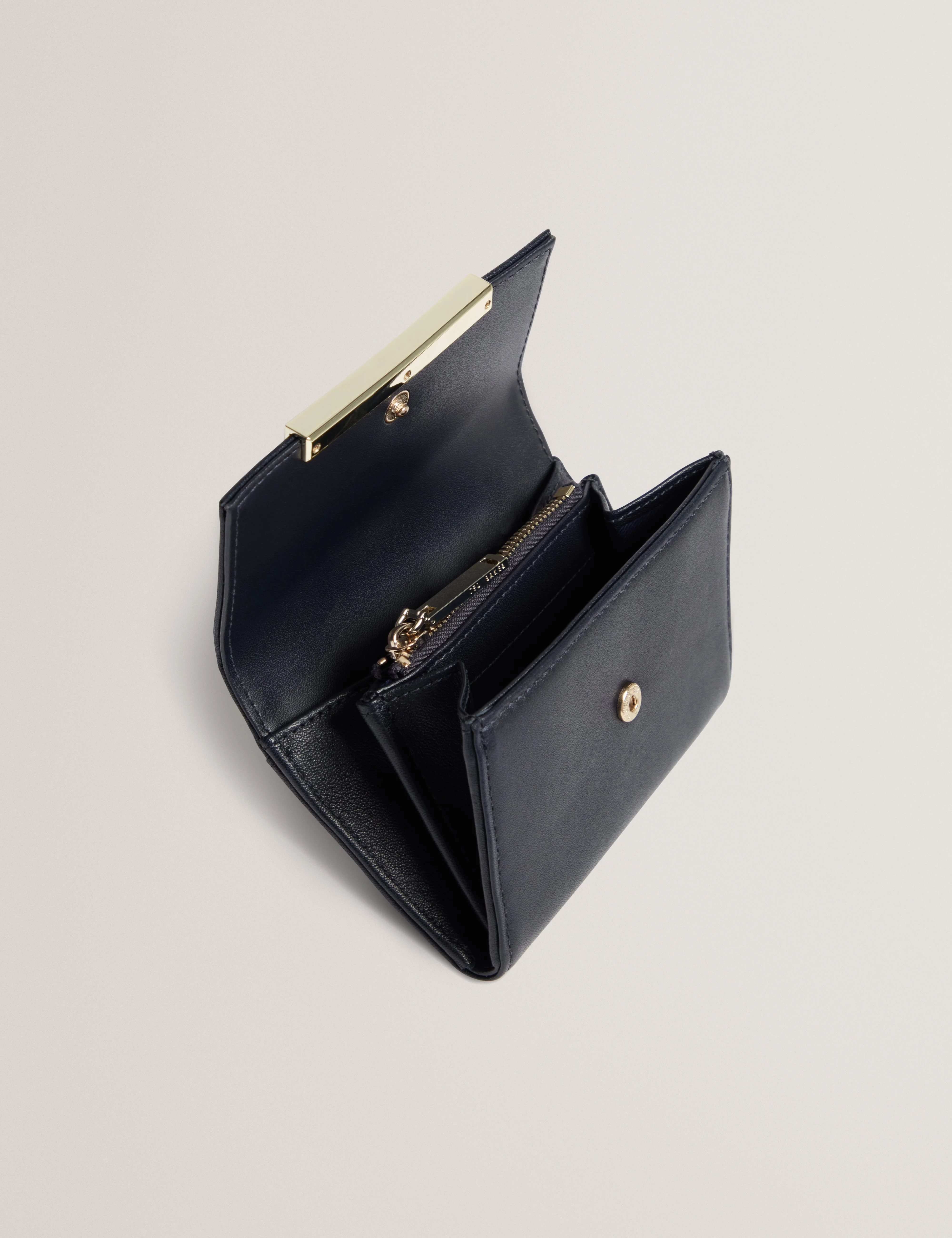 Rylah Bar Detail Small Leather Purse Navy - Image 4