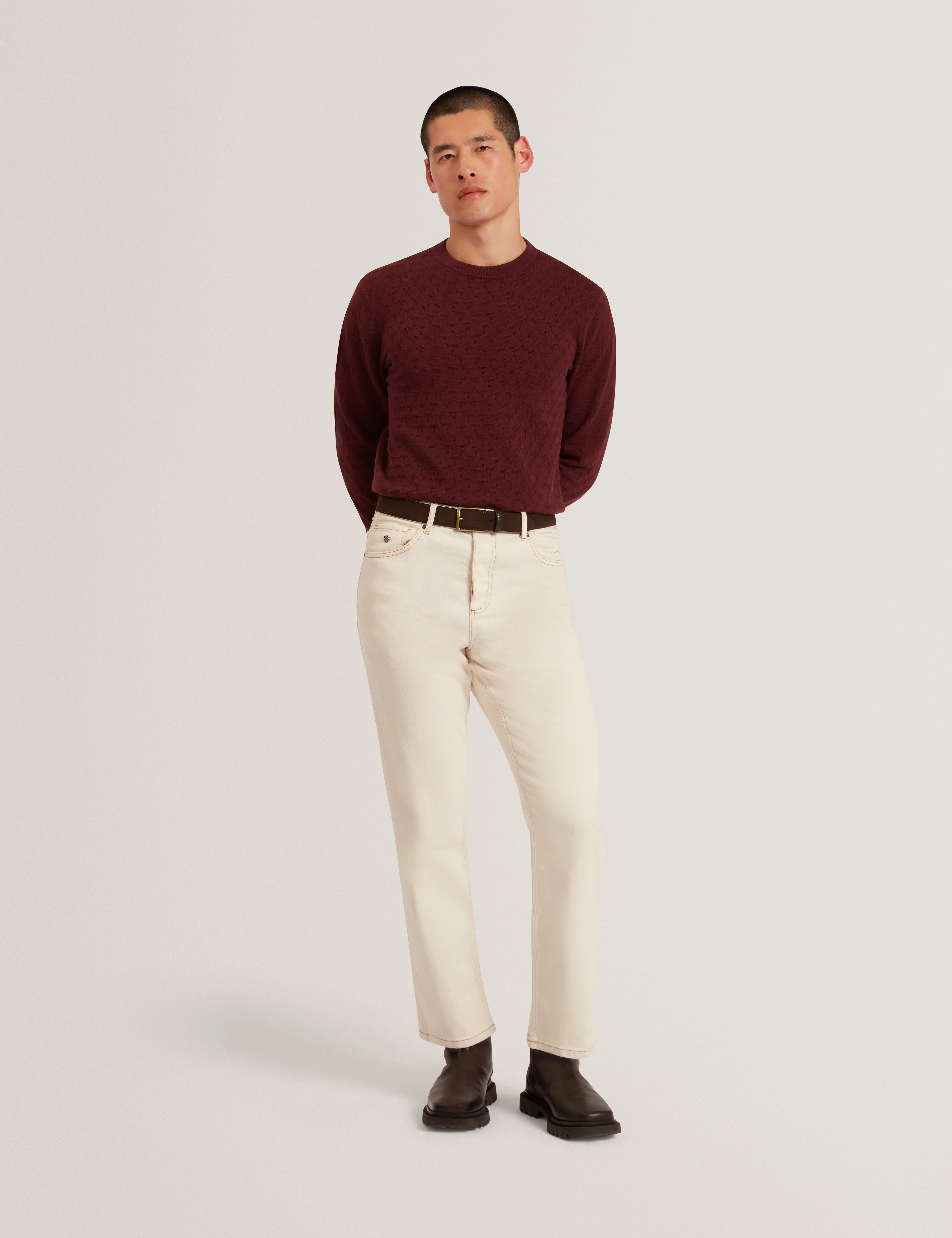 Sainsy T Stitch Crew Neck Maroon - Image 2