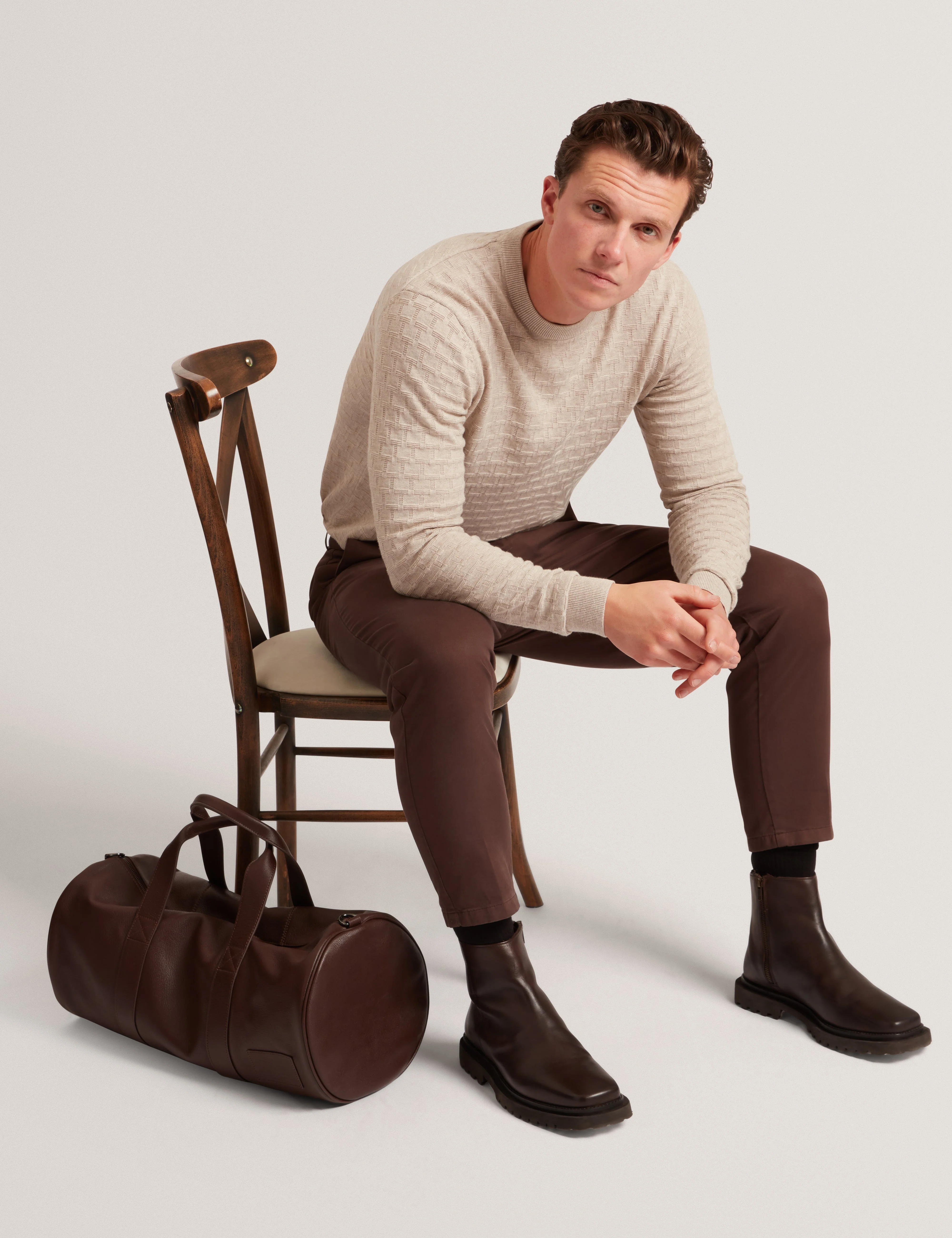 Sainsy T Stitch Crew Neck Natural - Image 6