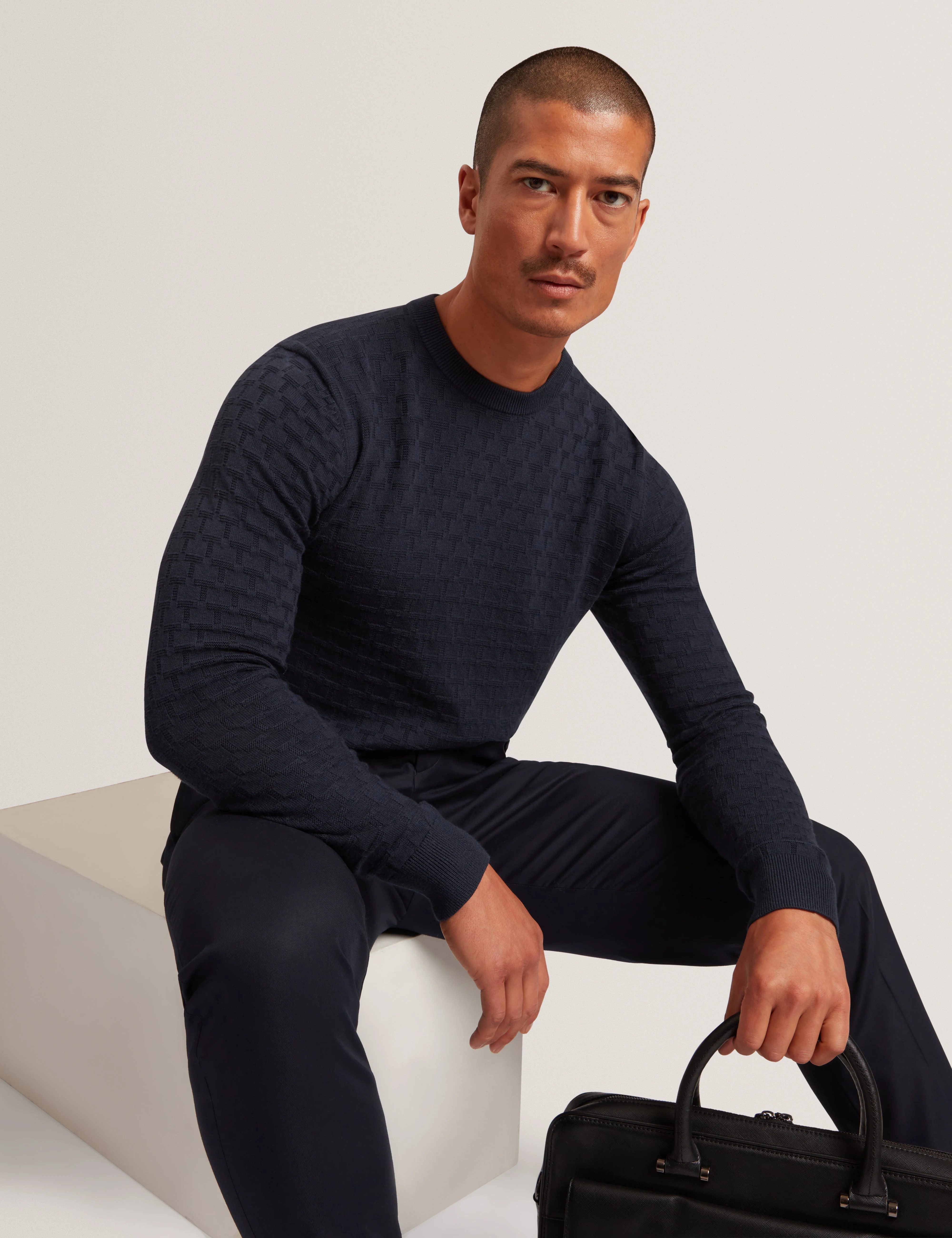 Sainsy T Stitch Crew Neck Navy - Image 6