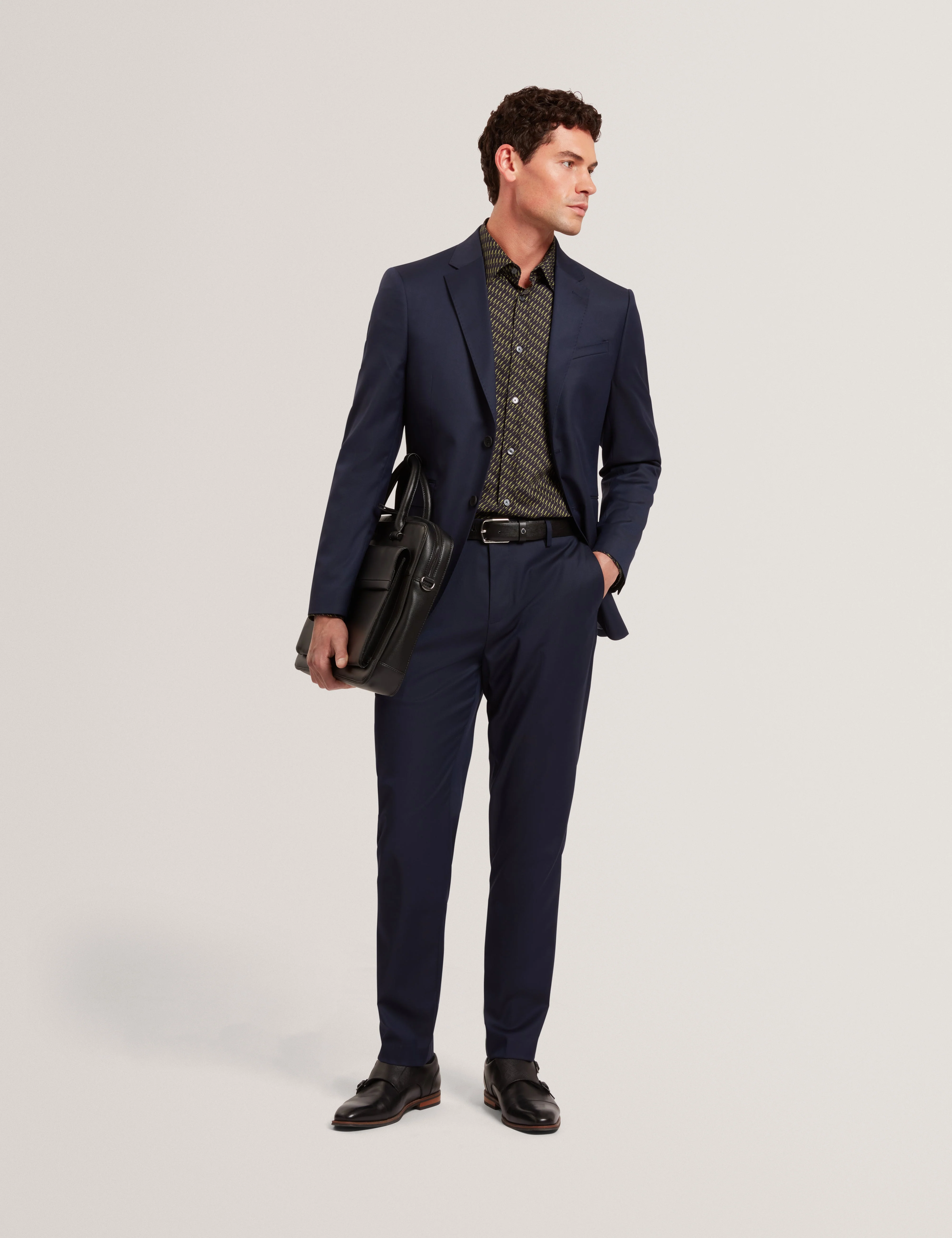 Saisonj Slim Fit Wool Blend Suit Blazer With Str Navy - Image 2