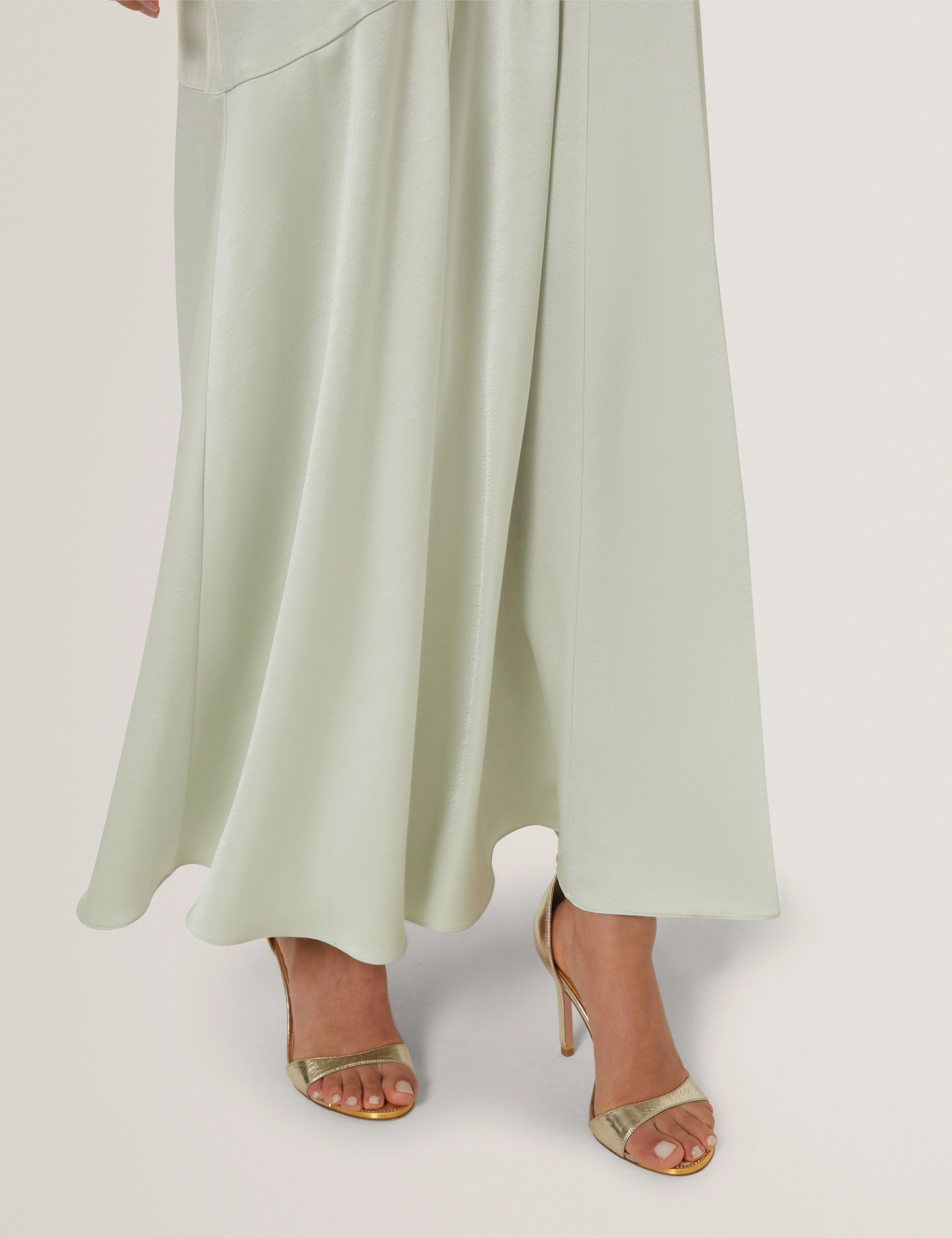 Sanari V Neck Maxi Dress With Diagonal Seam Mid-Green - Image 4