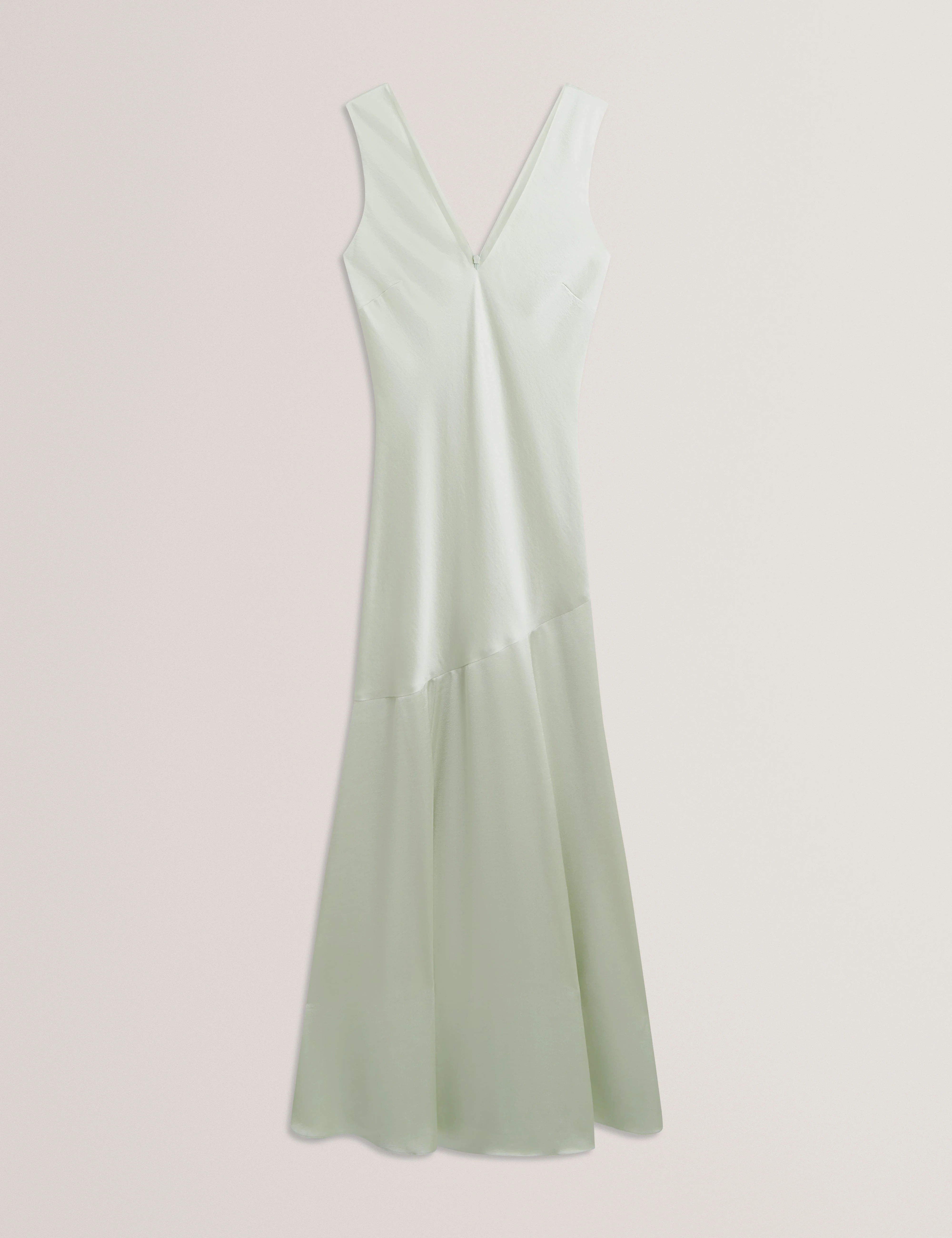 Sanari V Neck Maxi Dress With Diagonal Seam Mid-Green - Image 7