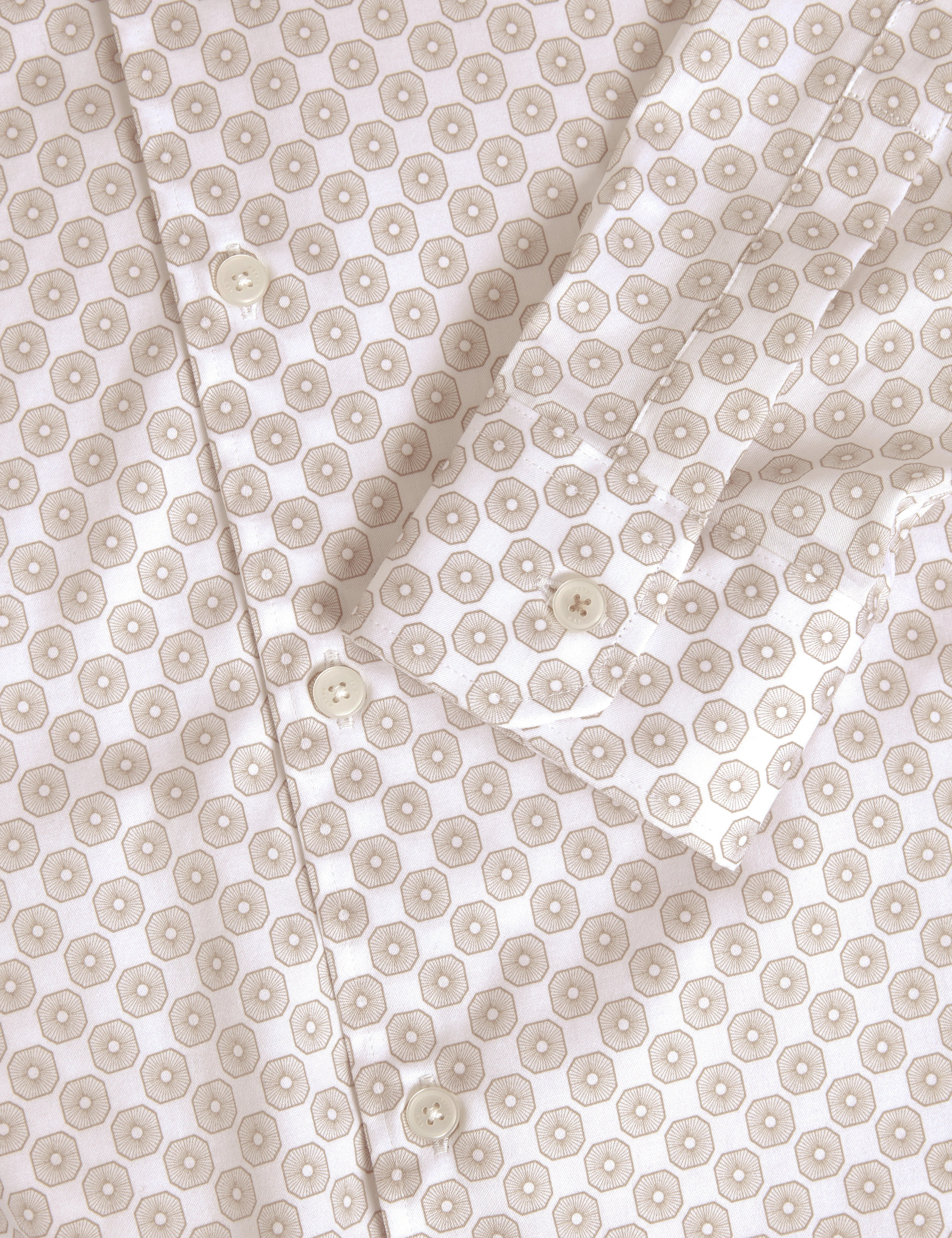 Sef Ls Slim Fit Circle Geo Print Shirt Taupe - Image 3