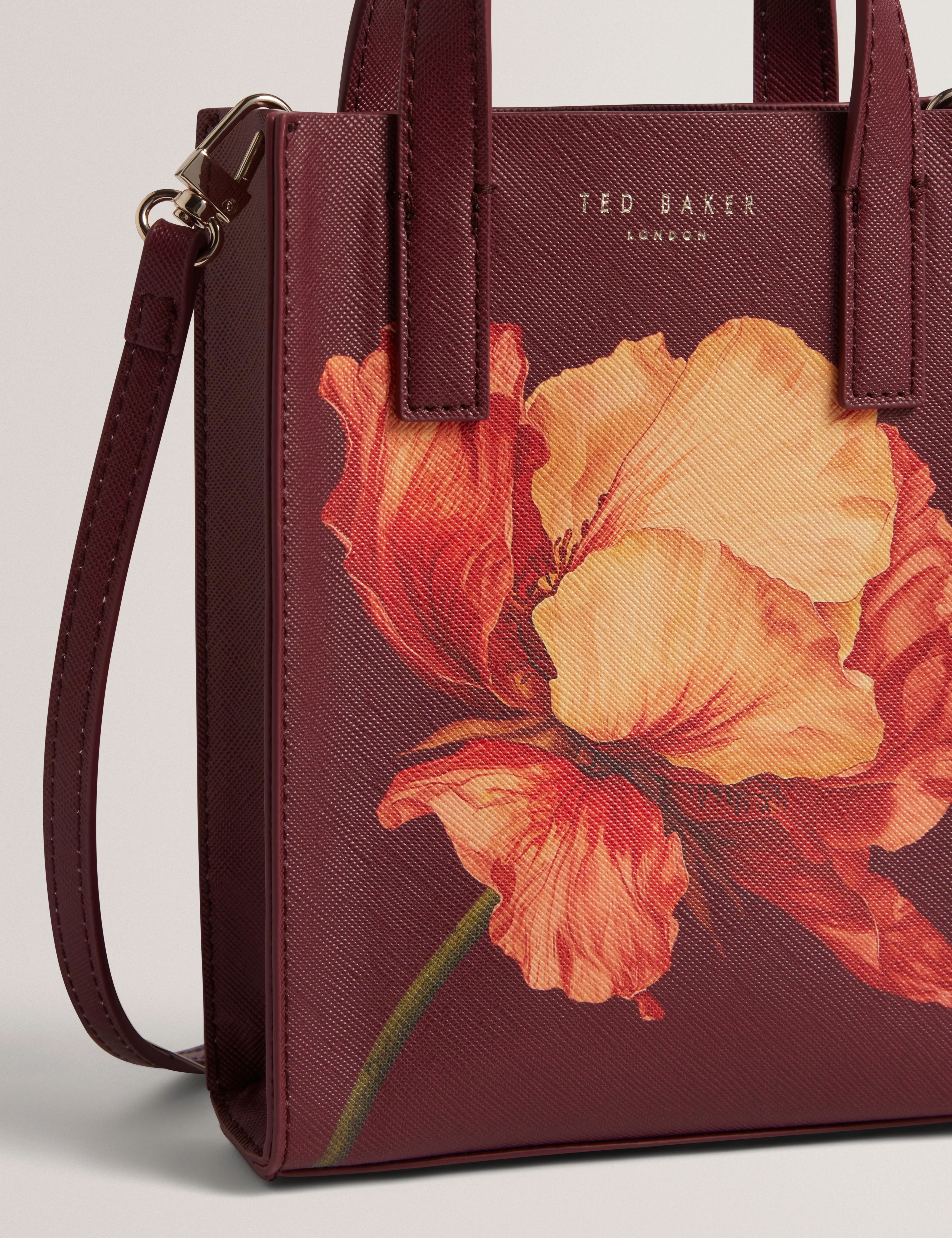 Shilee Printed Flower Mini Icon Bag Wine - Image 2