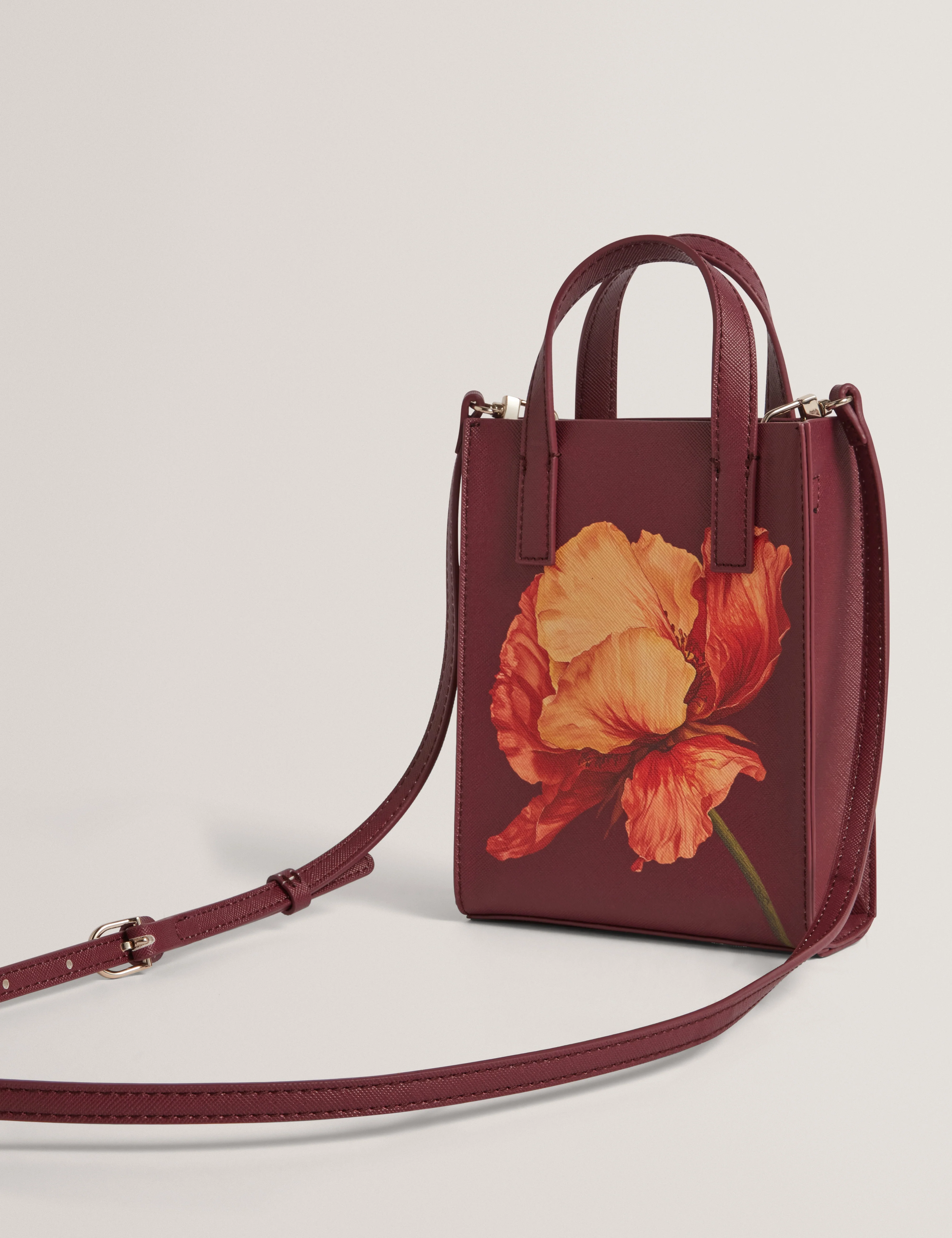 Shilee Printed Flower Mini Icon Bag Wine - Image 3