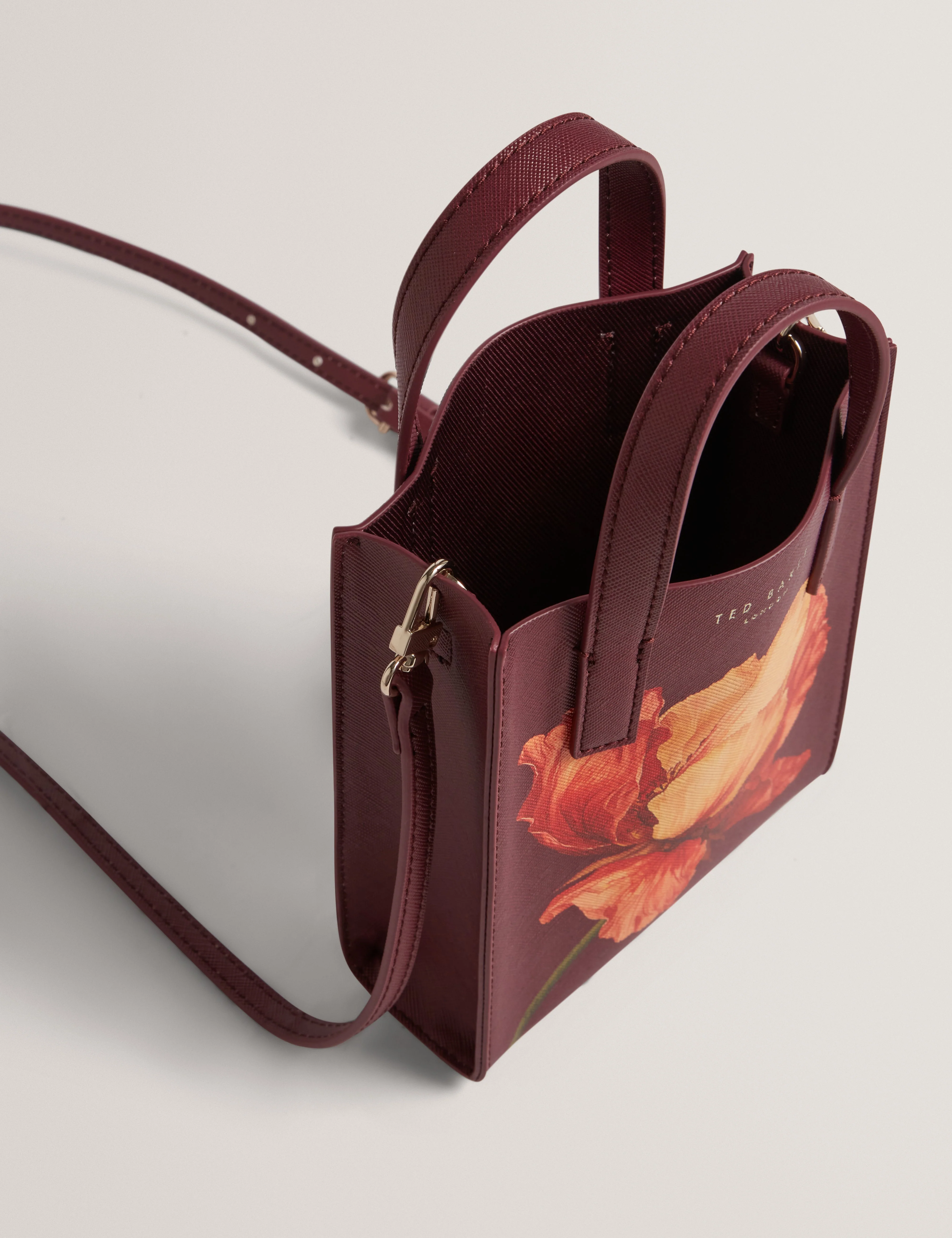 Shilee Printed Flower Mini Icon Bag Wine - Image 4