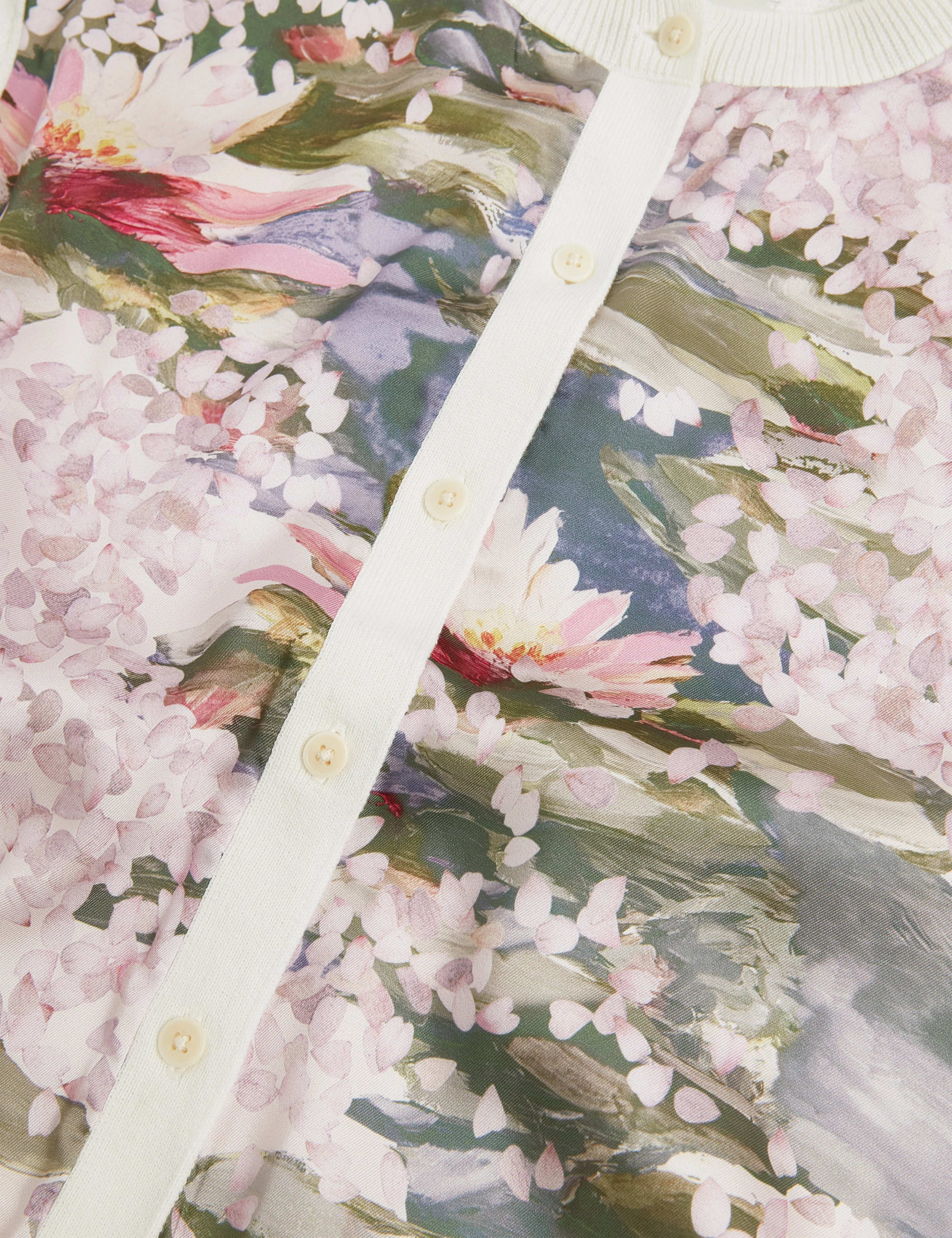 Sisilla Printed Woven Front Cardigan Ivory - Image 3