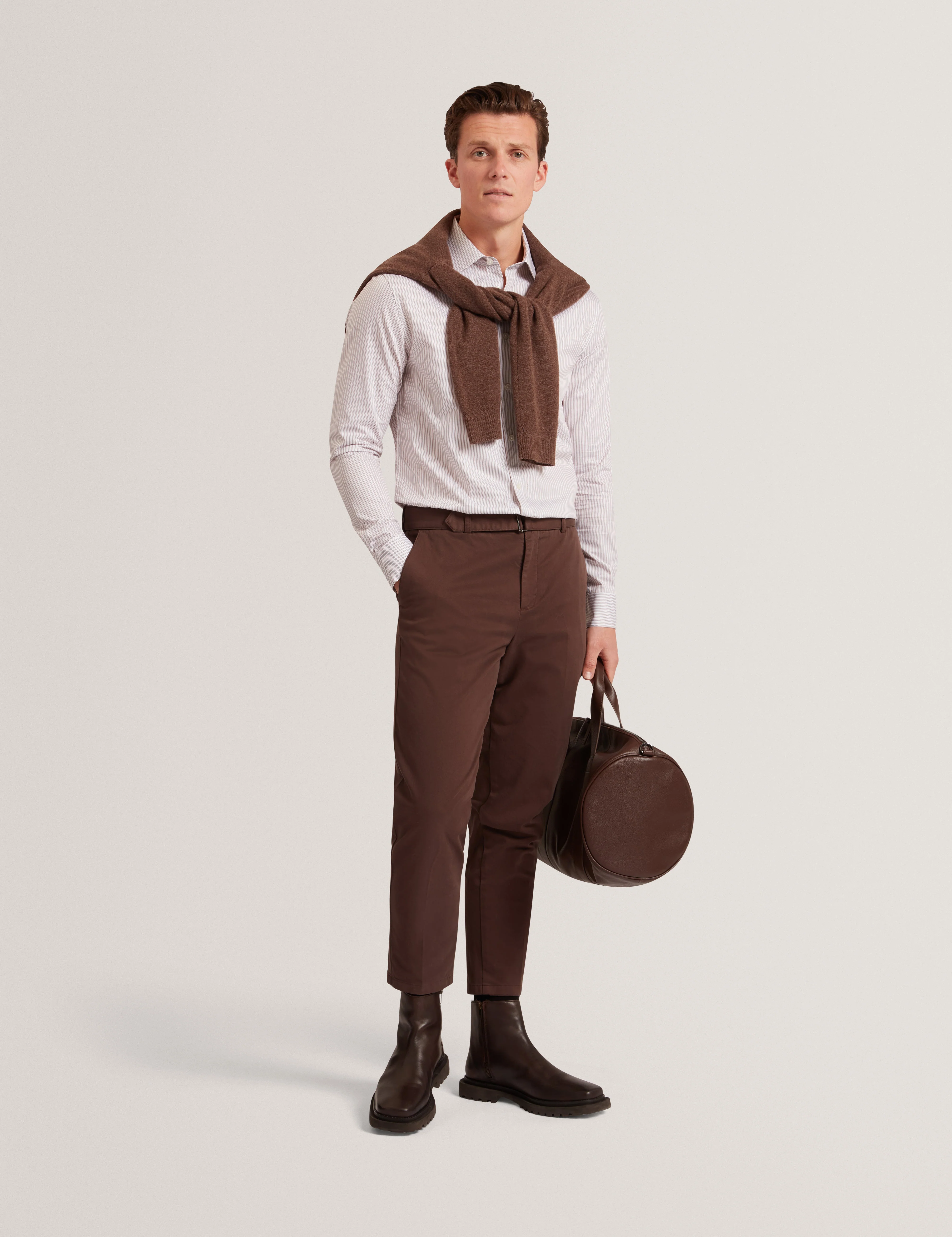 Sohoe Long Sleeve Regular Fit Striped Shirt Taupe - Image 2