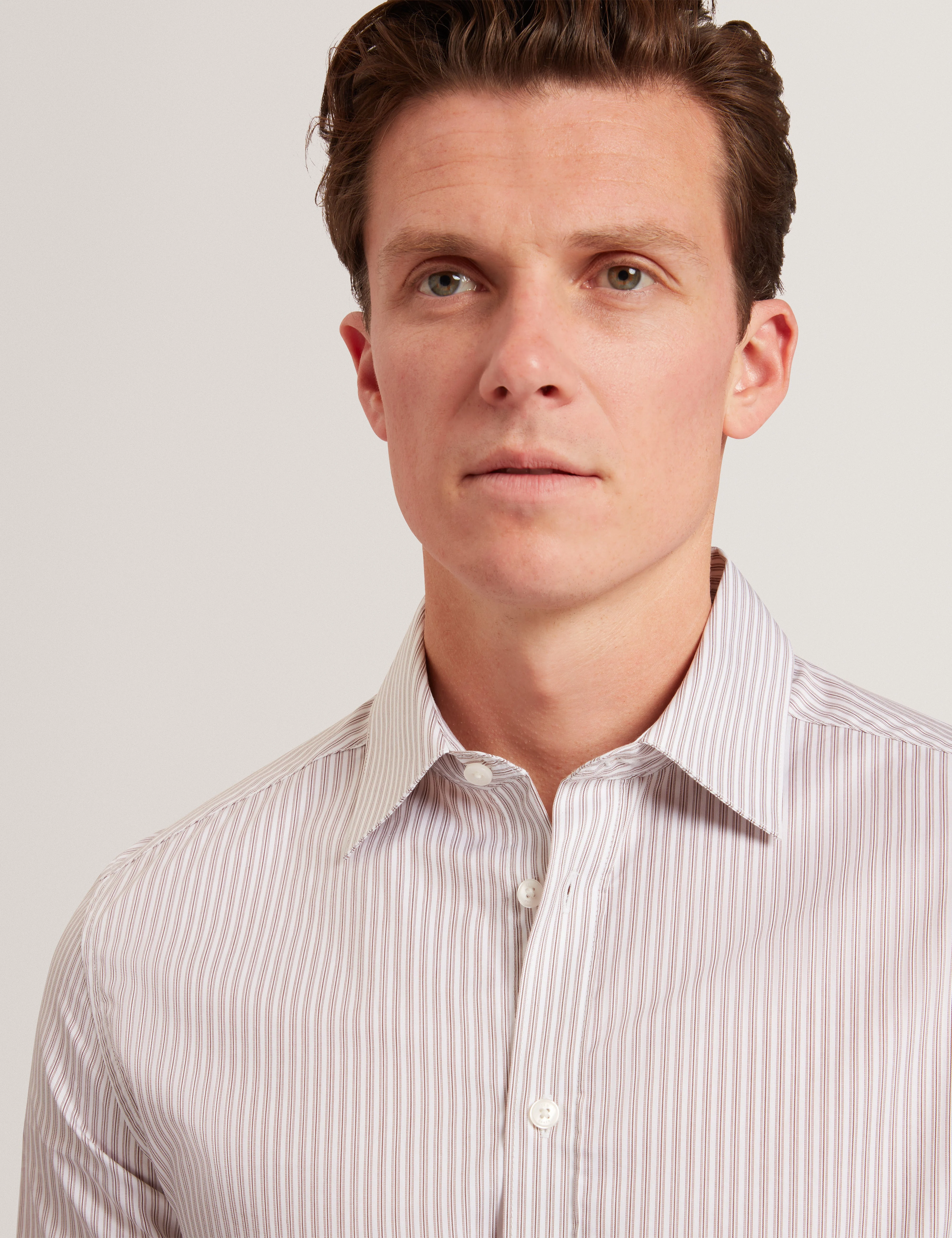 Sohoe Long Sleeve Regular Fit Striped Shirt Taupe - Image 4
