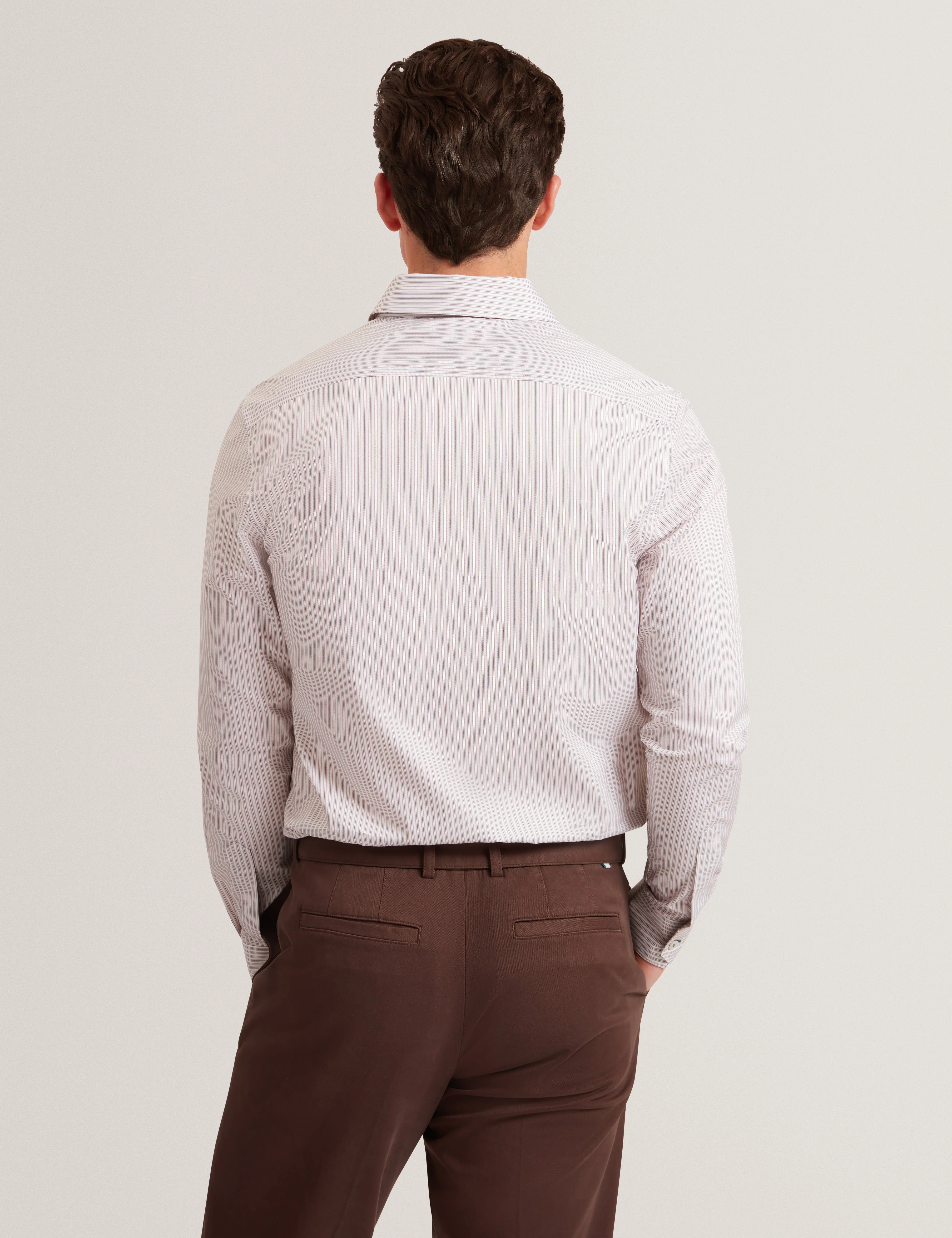 Sohoe Long Sleeve Regular Fit Striped Shirt Taupe - Image 5