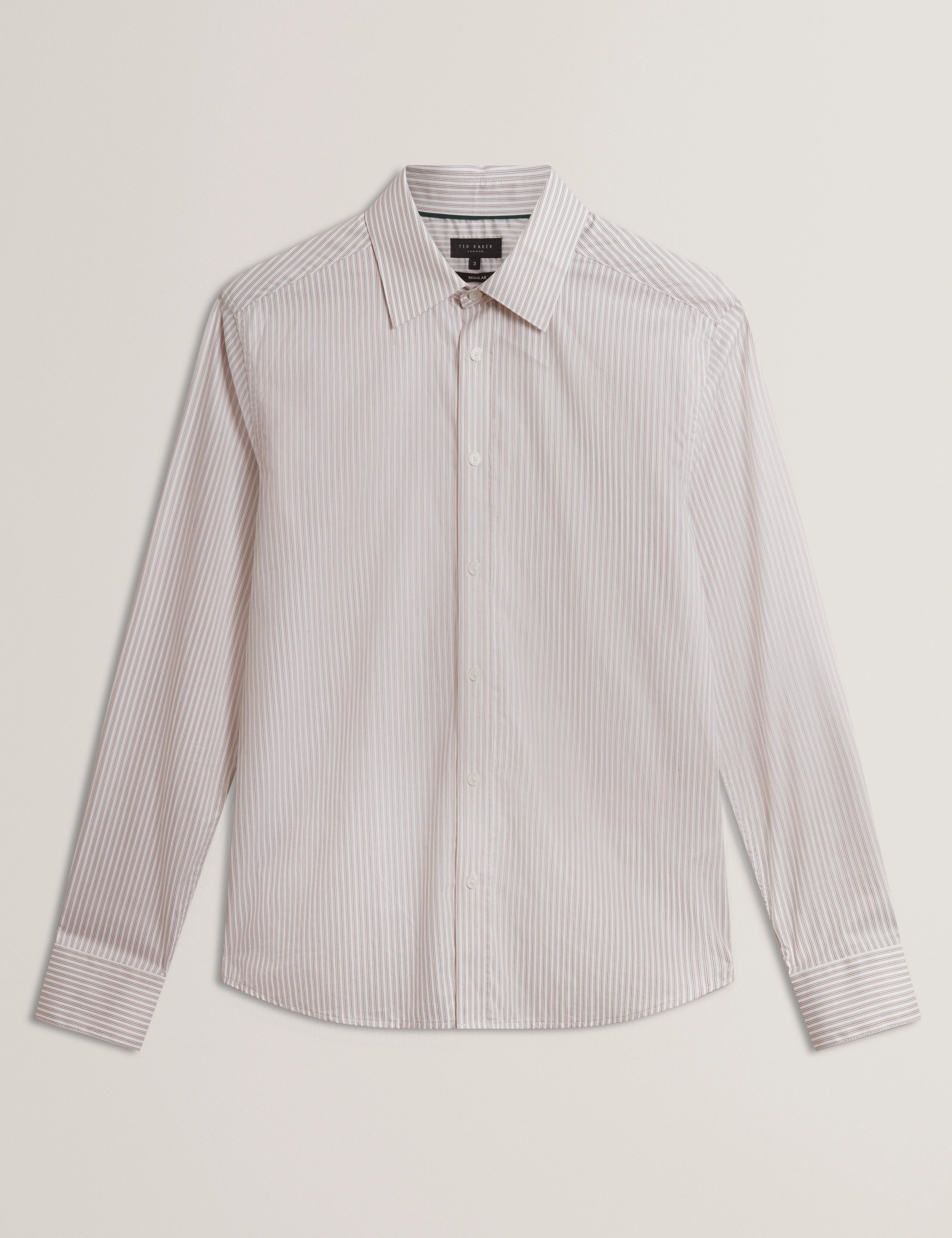 Sohoe Long Sleeve Regular Fit Striped Shirt Taupe - Image 7