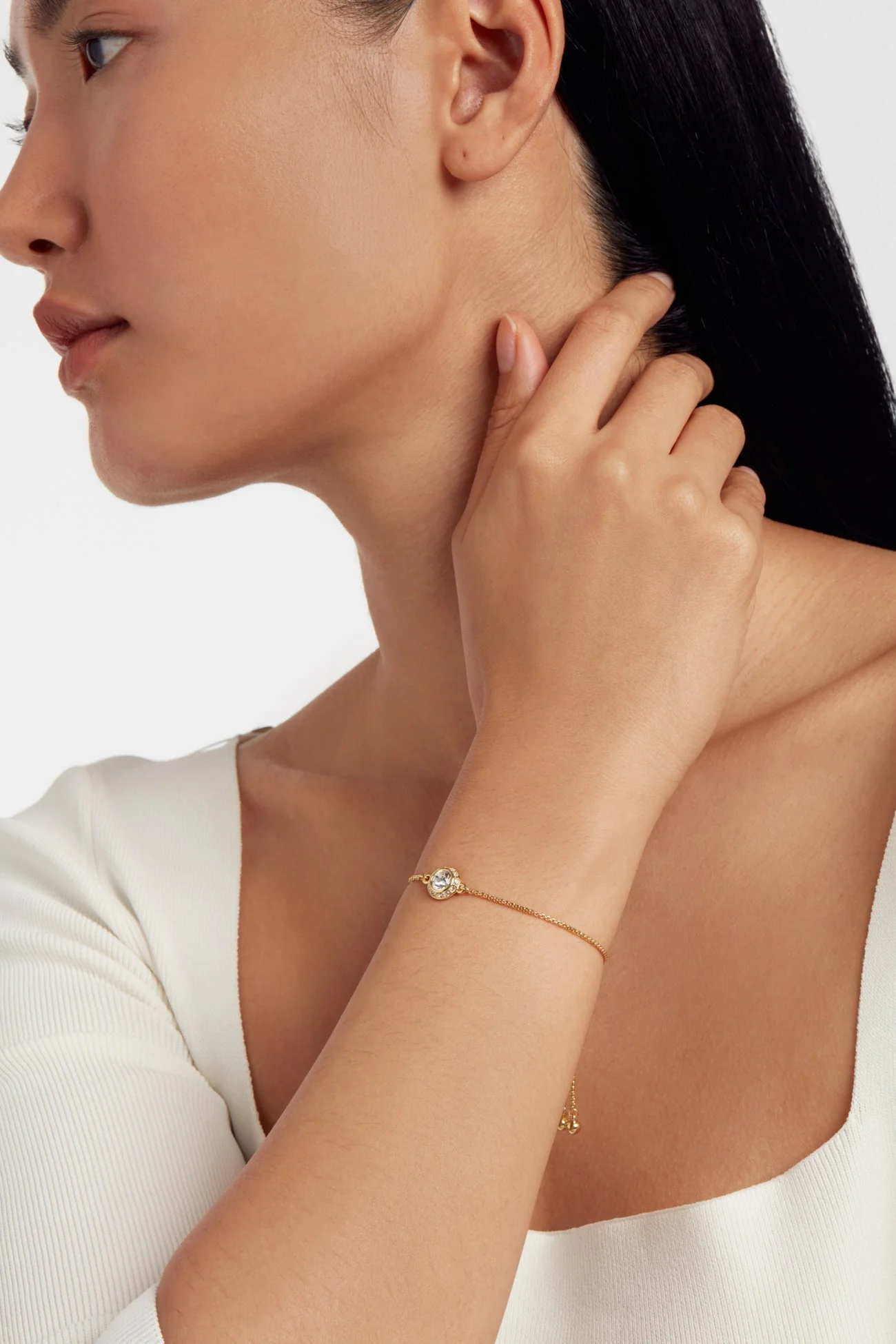 Soleta Solitaire Sparkle Crystal Adjust Gold - Image 3
