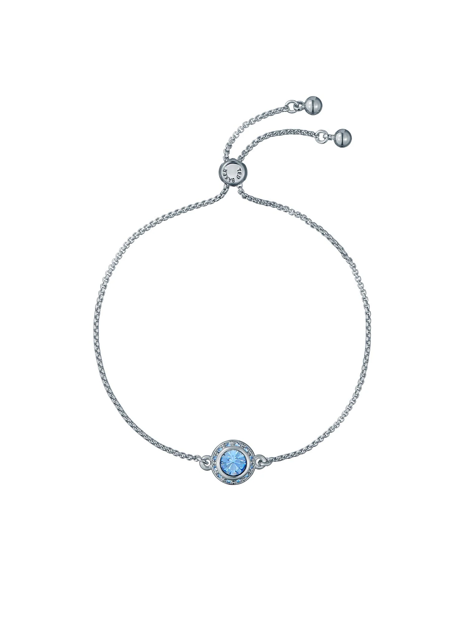 Soleta Solitaire Sparkle Crystal Adjustable Bracelet Lt-Blue-Silver - Image 4