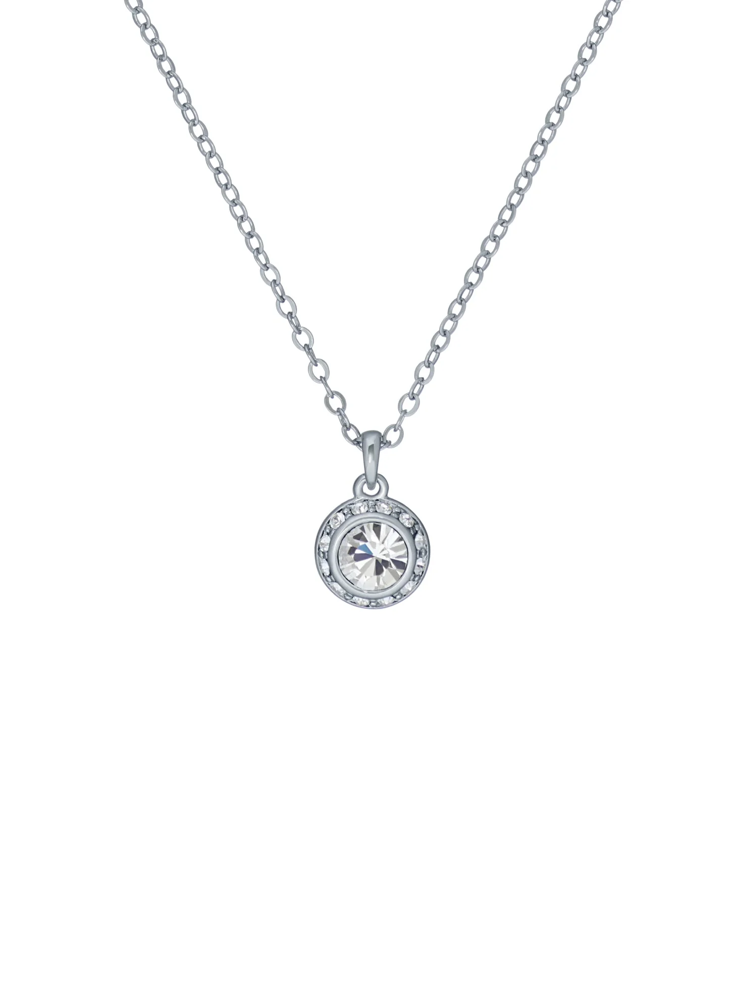 Soltell Solitaire Sparkle Crystal Pendant Silver - Image 2