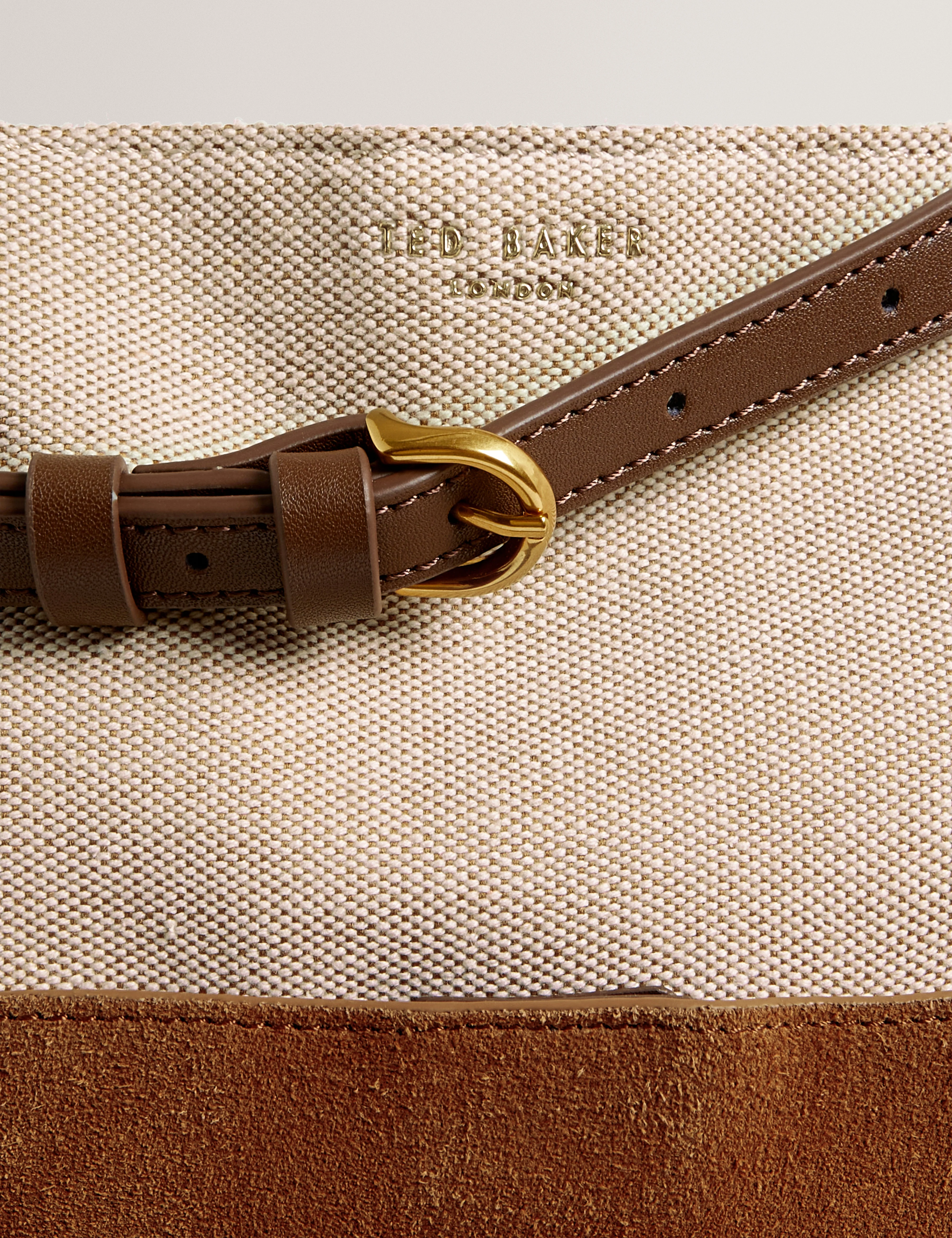Sorien Woven Handle Medium Bucket Bag Tan - Image 3