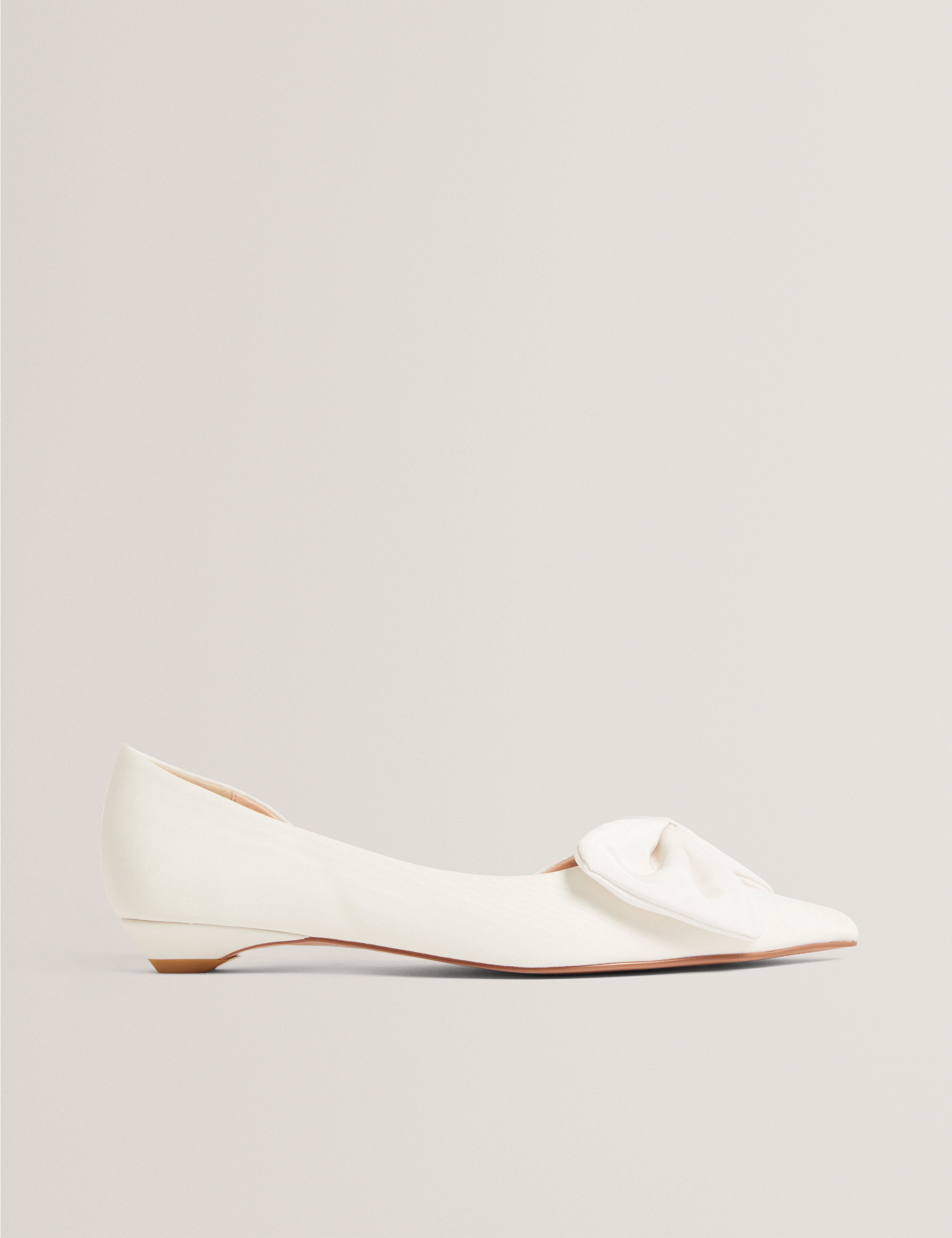 Soufiya Satin Bow Detail Flat Ivory