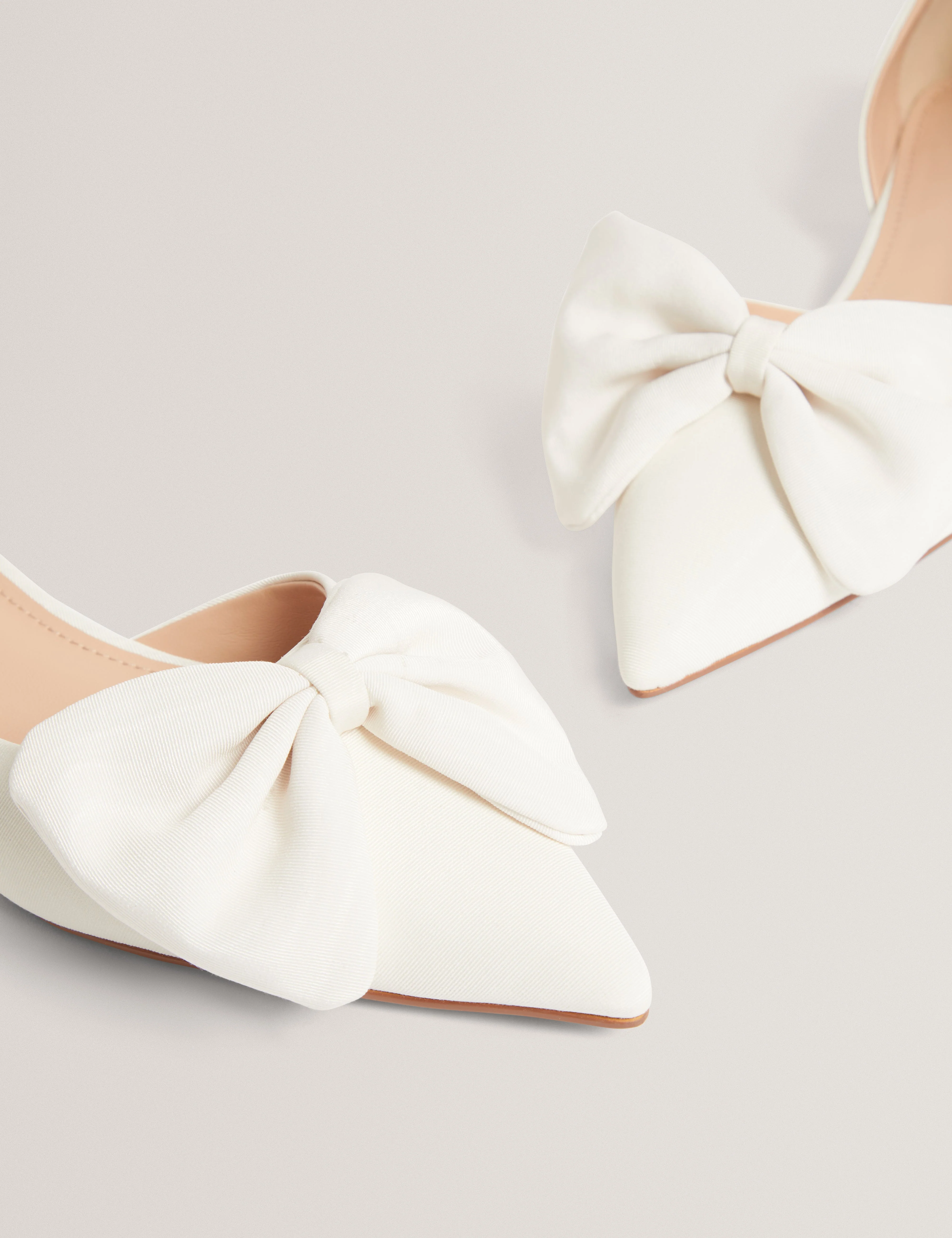Soufiya Satin Bow Detail Flat Ivory - Image 2